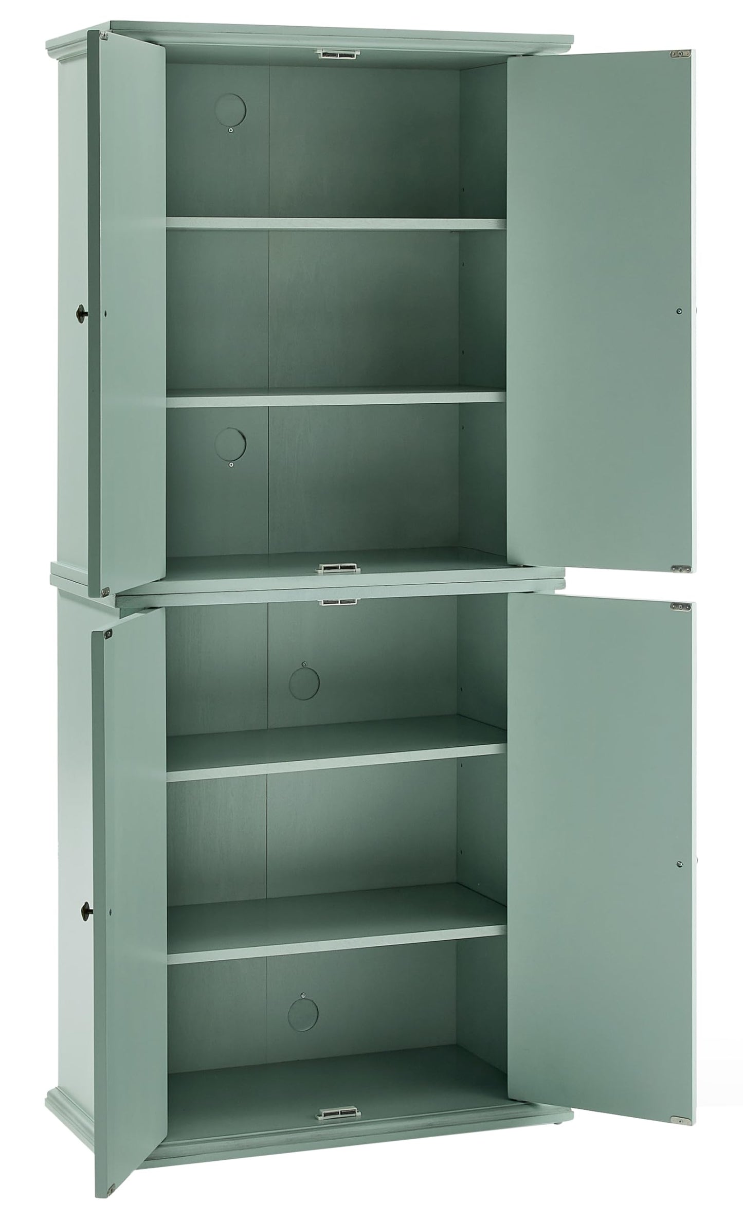 Crosley Furniture Holbrook Traditional Tall Kitchen Pantry, Laundry Room Cabinet, Bathroom Storage Cabinets, Distressed Seafoam Blue
