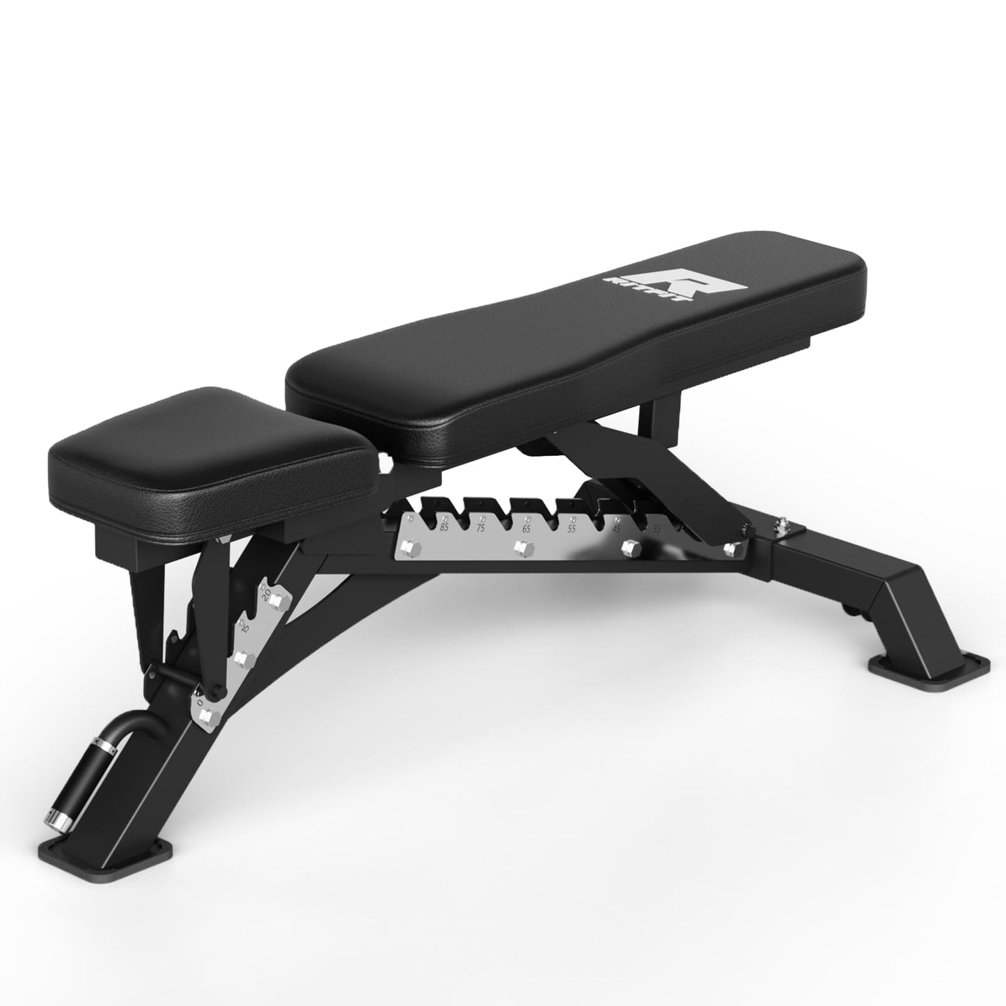 RITFIT Adjustable Weight Bench with Multiple Back Positions for Full Body Workouts, Incline, Decline, and Flat Settings for Home Gym Strength Training, 1300LB Capacity (Black,with 2x5lb rubber dumbbells)
