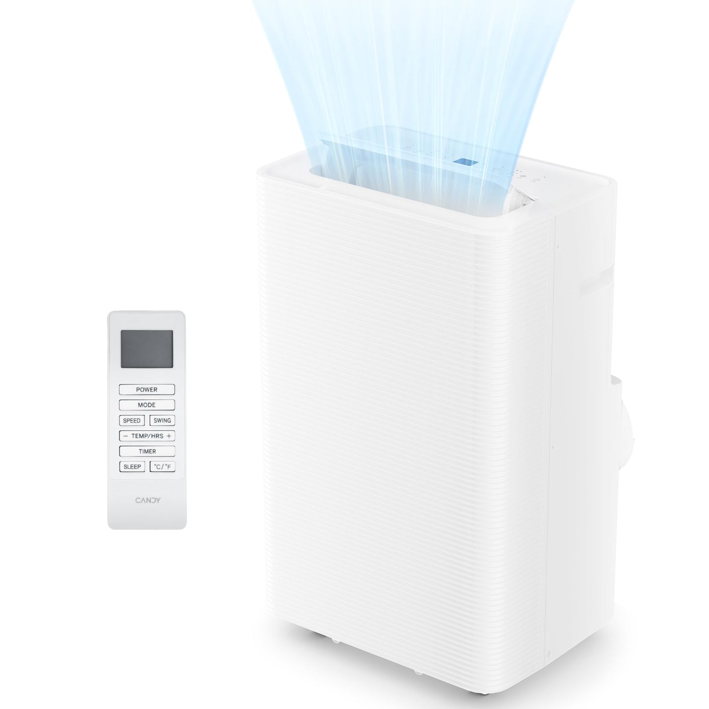 Candy 14,000 BTU Portable Air Conditioner for Rooms up to 700 Sq.Ft,3-in-1 Cooling/Dehumidifier/Fan AC Unit 3 Speed,Auto Swing,Remote Control,Window Kit Included,White