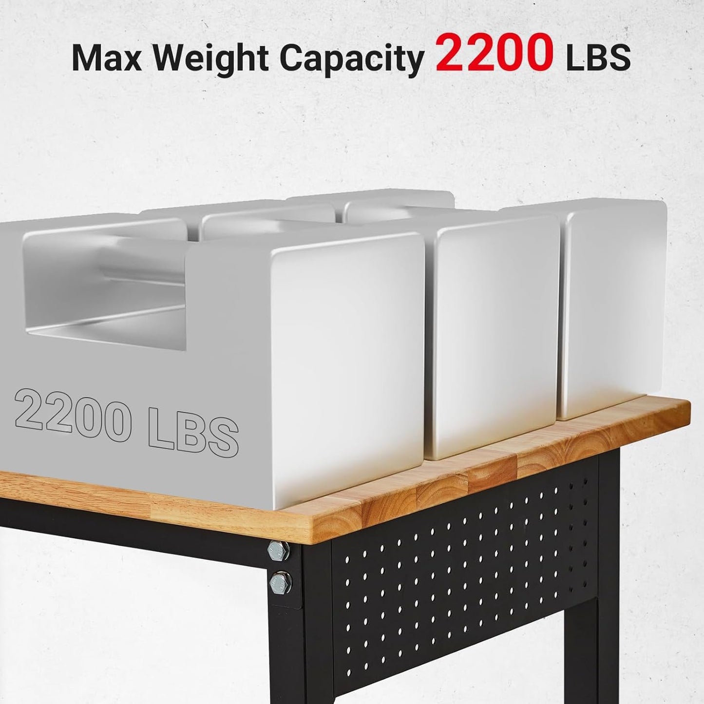 48" x 24" Work Bench with Scales, 2200 LBS Load Capacity Adjustable Workbench with Peg Board, Wheels, 8 Adjustable Heights Heavy Duty Work Table for Garage, Workshop, Home, Office