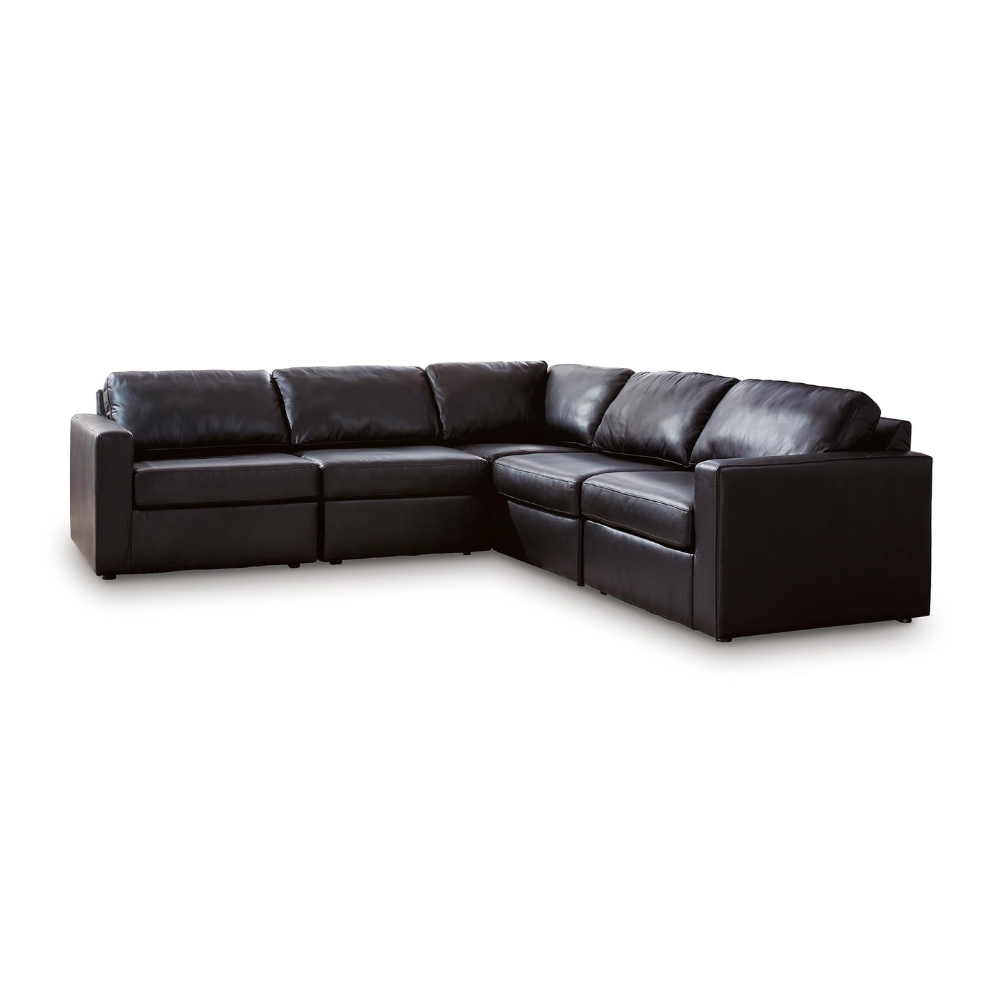 Signature Design by Ashley Modmax II Sectional Sofa, Modular Design, Top Grain Leather, Contemporary Sectionals for Living Room Seating for Flexible Layouts, Black, 108" W x 108" D