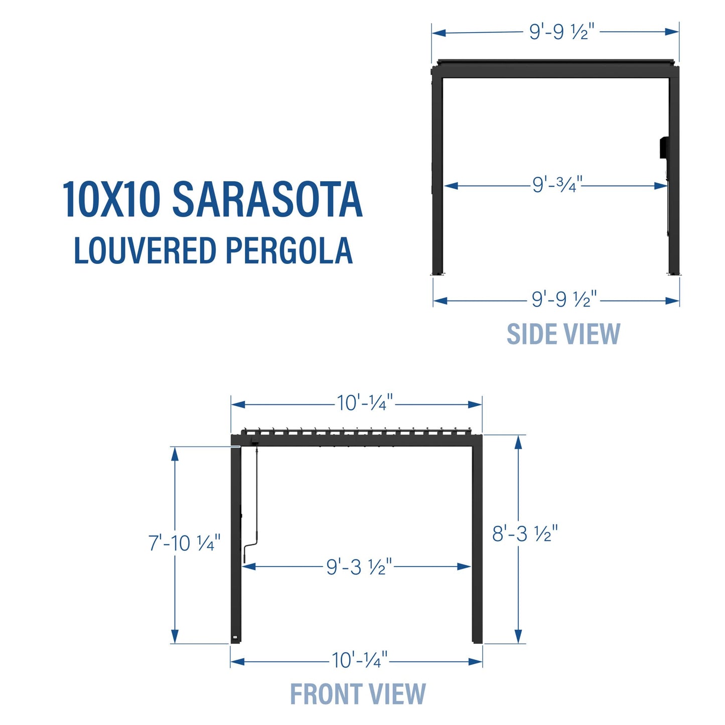 Backyard Discovery Sarasota 10' x 10' Galvanized Steel Louvered Pergola Kit with Adjustable Roof, Shade, Rain Protection, High-Wind Rating, Gutter System for Outdoor Patio, Garden, Deck, Entertaining