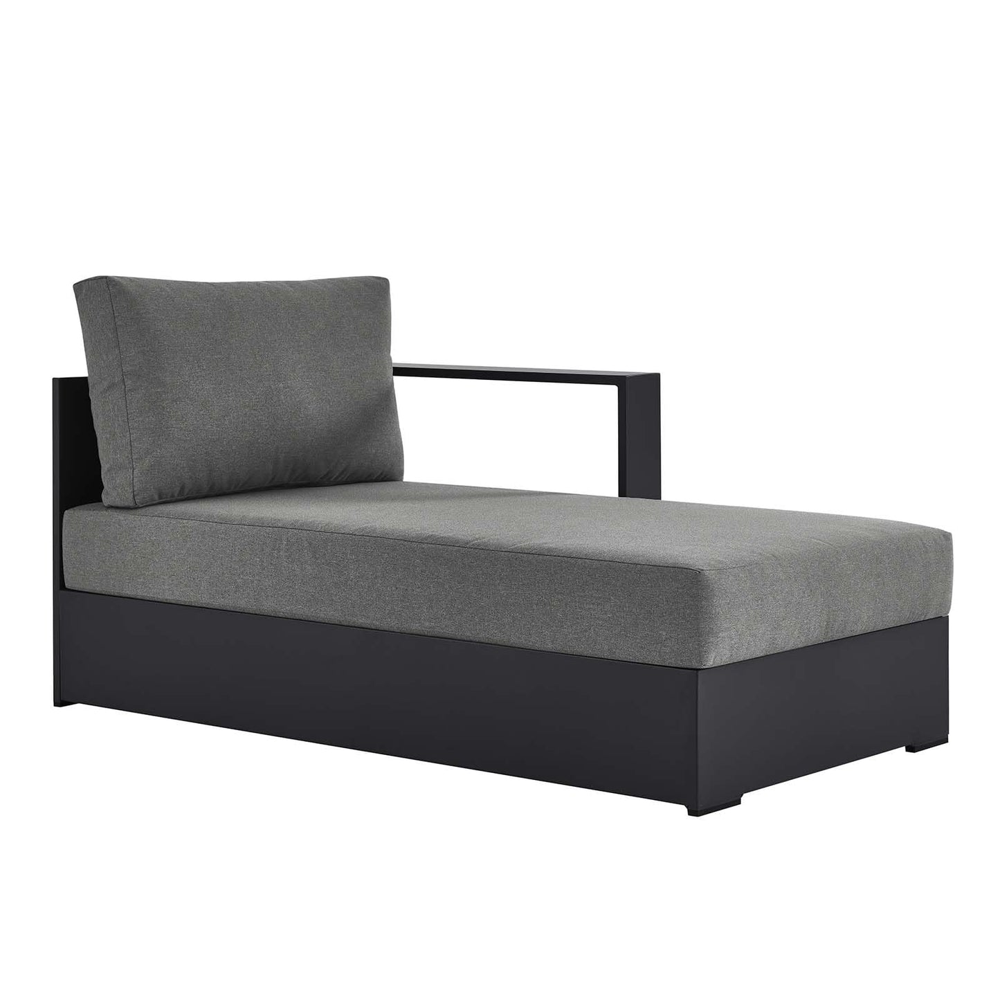 Modway Tahoe Powder-Coated Aluminum Outdoor Chaise Lounge in Gray Charcoal with Weather-Resistant Cushions, Modular Right-Facing Patio Lounger for Pool Furniture or Sectional Sofa Set
