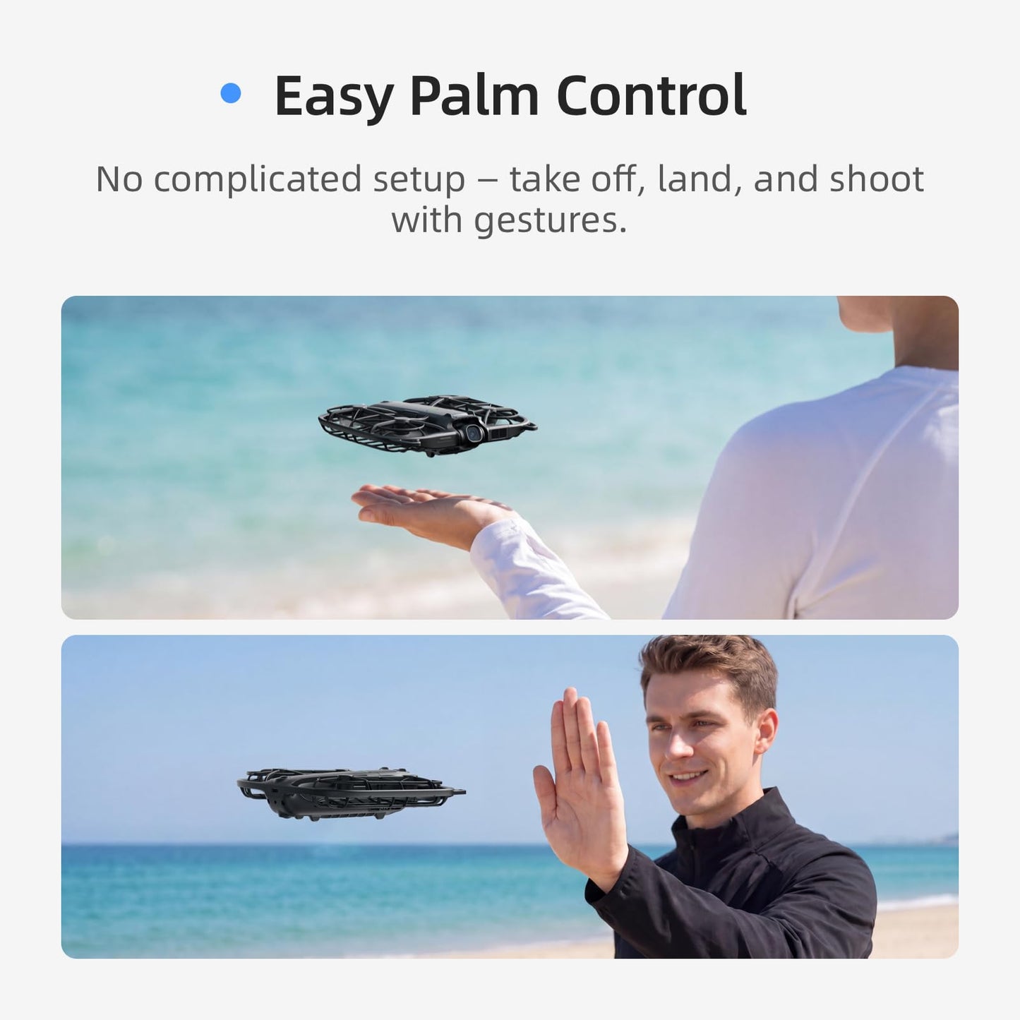 Popogame Nano Smart Flying Camera Combo for Beginners, Follow Me Drone, 360 Degree Obstacle Sensing, 165g Palm Takeoff with Gesture Control, Smart Track, 4K/100fps Video, 47GB Storage, Fan Handle with 3 Batteries