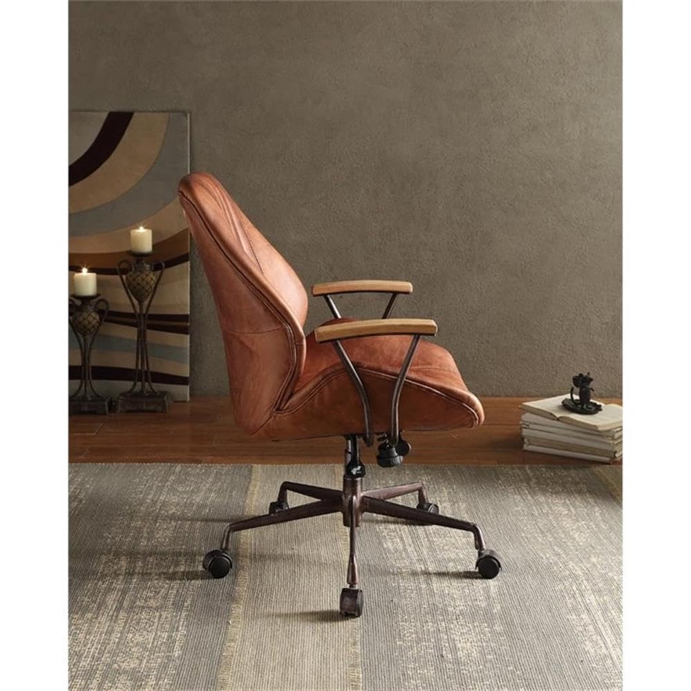 Acme Hamilton Leather Swivel Office Chair in Cocoa