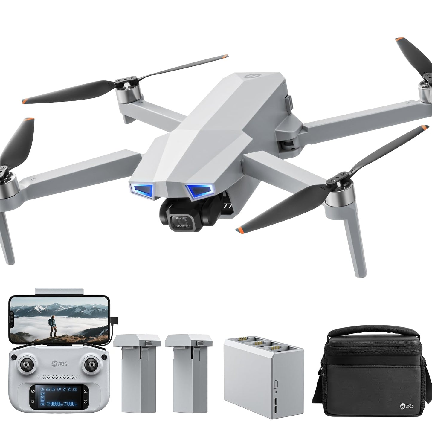 Holy Stone HS790 6K Photo Drone with Camera for Adults, 3 Axis Brushless Gimbal 4K Video, 30000ft Transmission, 60Min Flight with Fast Charging Hub, AI Night Shot, GPS Smart Flight, Beginner Mode