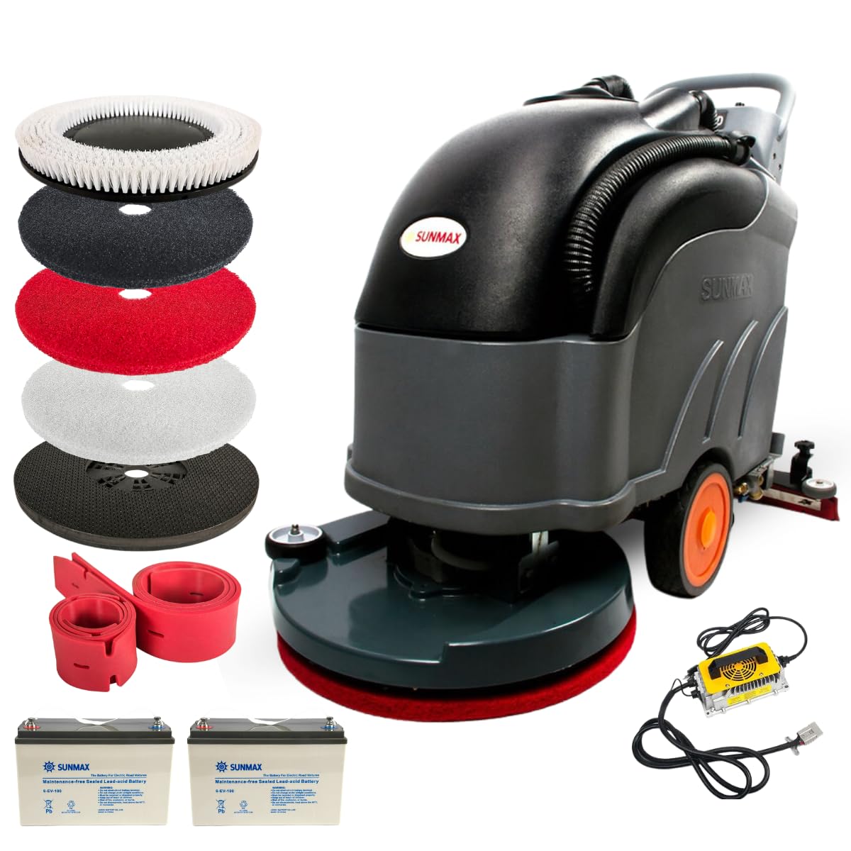 22" Self-Propelled Walk-Behind Floor Scrubber Dryer Machine, Forward/Reverse Drive, 31" Squeegee, 36,000 Sq Ft/H, Commercial Hard Floor Cleaner for Tile, Concrete, Epoxy & Vinyl