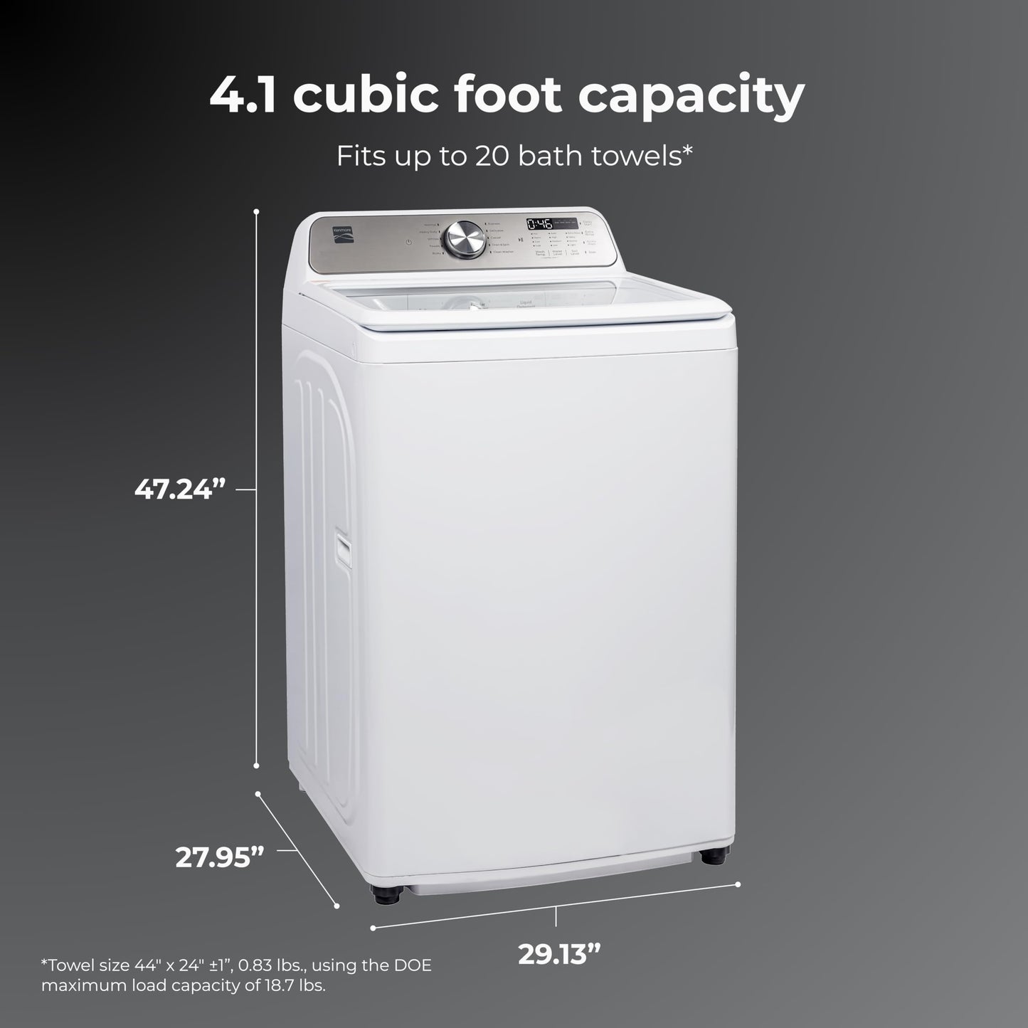 Kenmore 4.1 cu. ft. Top Load Washer with Triple Action Agitator for Tough Dirt & Stains - Reduce Laundry Time with Accela and Express Wash - LED - White