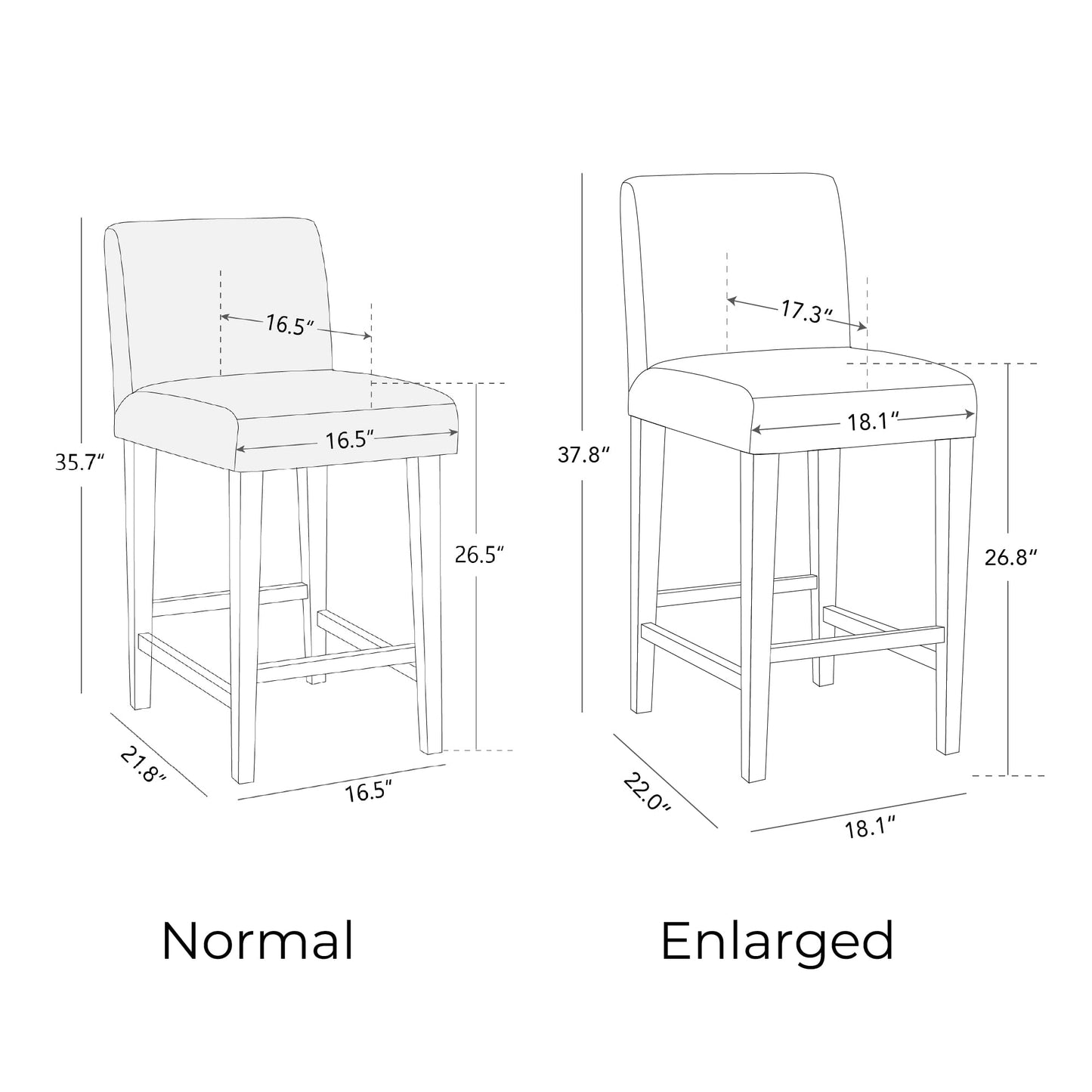 CHITA Counter Height Bar Stools Set of 3, 27" H Seat Height Upholstered Barstools, PU Leather in Black