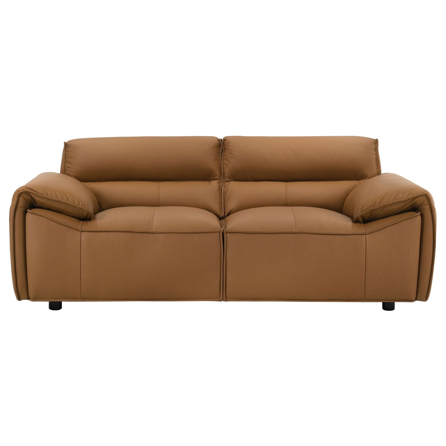 Coaster Home Furnishings - Buxton - Top Grain Leather - Upholstered Leather Loveseat with Track Arms, Tight Back, Low-Profile Frame and Full Foam Seating - Living Room - Orange - 509502