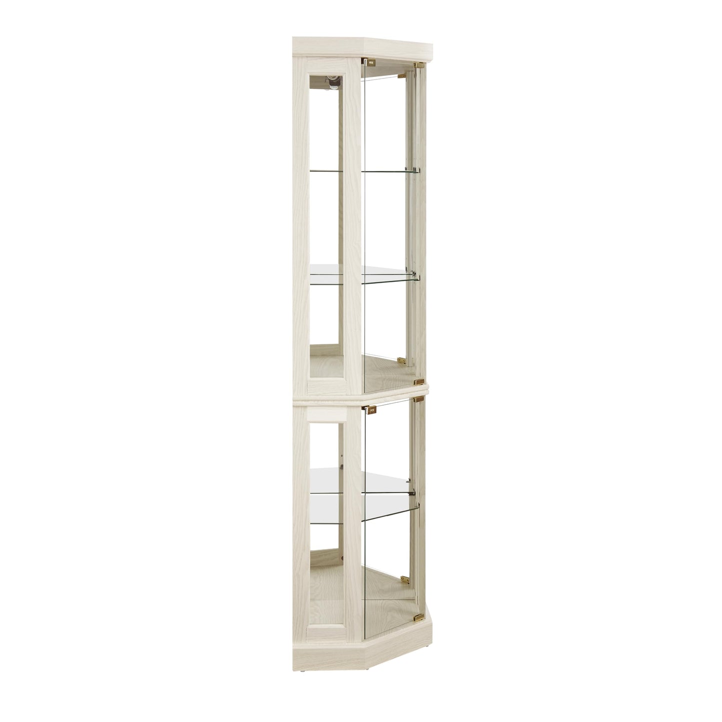 Ball & Cast 69.84" Lighted Corner Curio Cabinet with Adjustable Shelves & Glass Doors,Display Case for Antique Collectibles,Wine & Bar Storage,Space-Saving Corner Design,Easy Assembly,White
