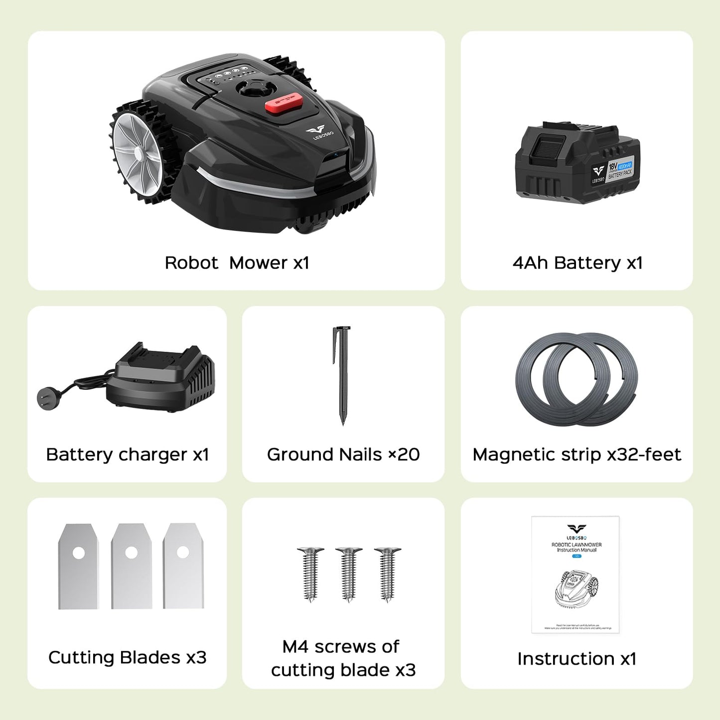 LEBOSBO V3 Robotic Lawn Mower with AI Vision Obstacle Avoidance, Smart APP Control, Low-Noise Operation, Adjustable Cutting Height, No-Go Zones, Ideal Robot Lawn Mower for Lawns Up to 1600 Sq.Ft