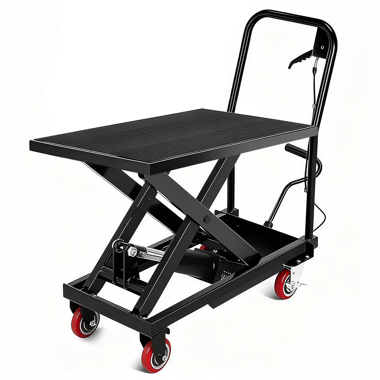Hydraulic Lift Table Cart, Single Scissor Lift Table with Non-Slip Pad for Material Handling & Transportation, 330lbs Capacity 28.5" Lifting Height