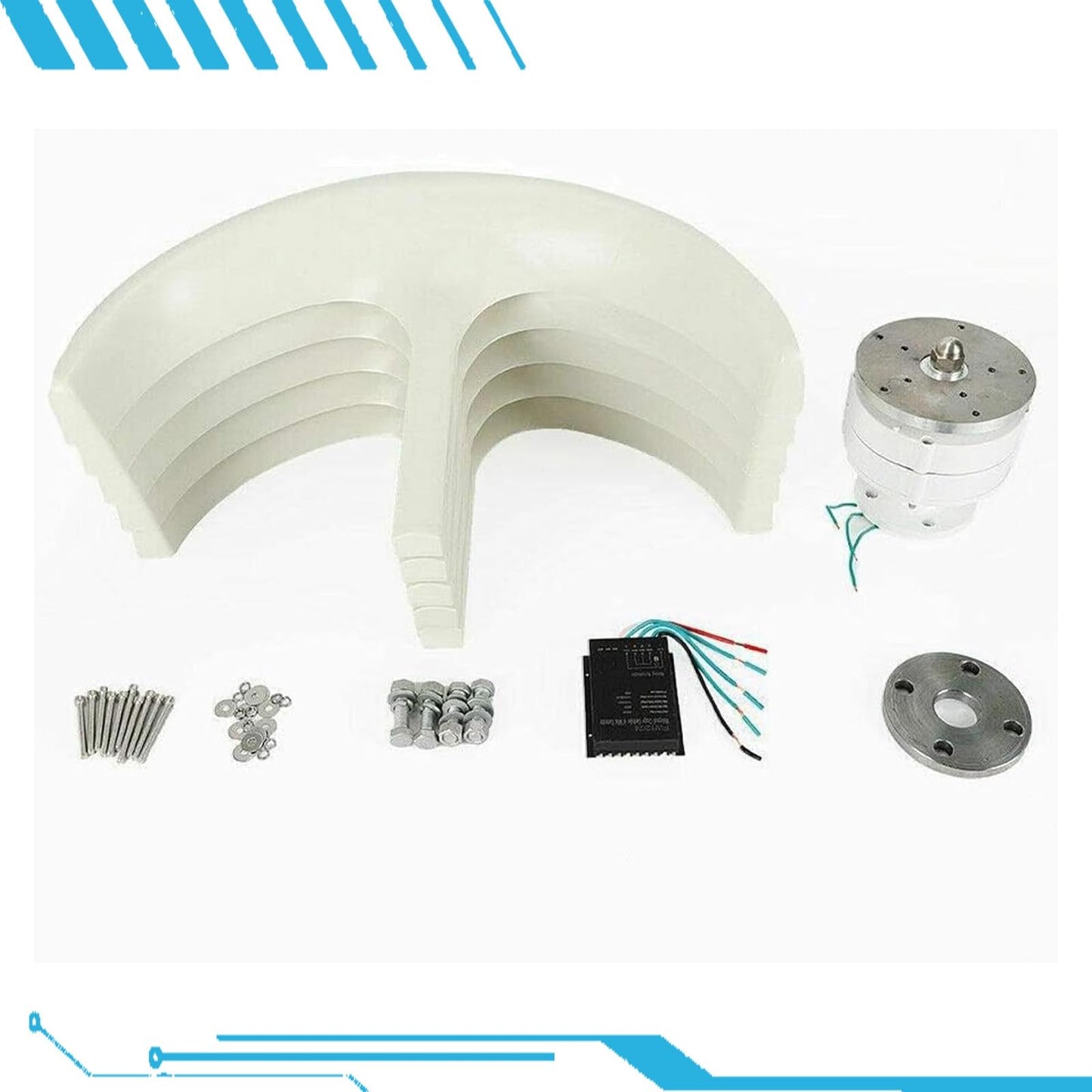 CLPYING Wind Turbine Generator Kit 16000W DC 12V 24V 48V Wind Turbine Vertical, Electricity Producer Equipment, Horizontal Wind Power Generator Kit Power Supplementation(White,48V)