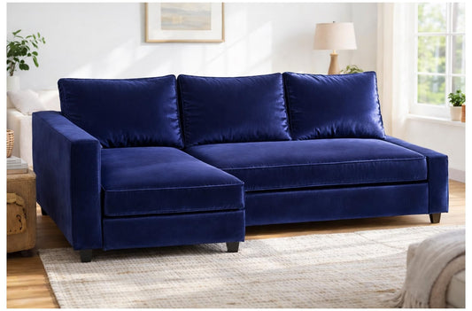 HomeTown Market Heavy Duty Velvet Friheten Sofa Cover Replacement Compatible with IKEA Friheten Sofa Bed Sleeper Sectional Corner Slipcover (Velvet Blue Right)