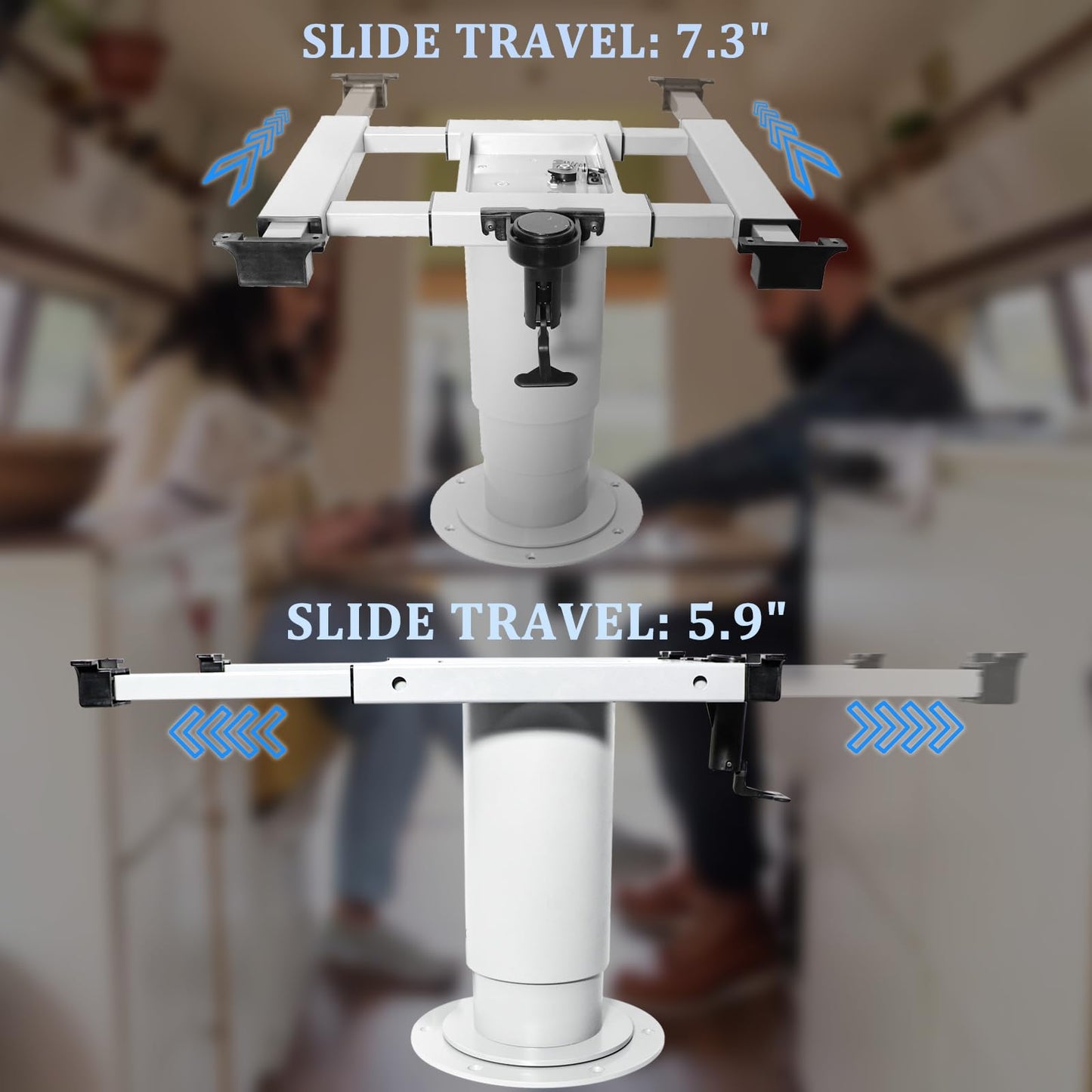 HWHongRV Adjustable RV Table Pedestal Stand Leg with Gas Lift, Pneumatic Table Leg Base Mount Can Be Adjusted up and Down, Front and Back, Left and Right, Table Bogie for RV Marine Boat Marine Yacht