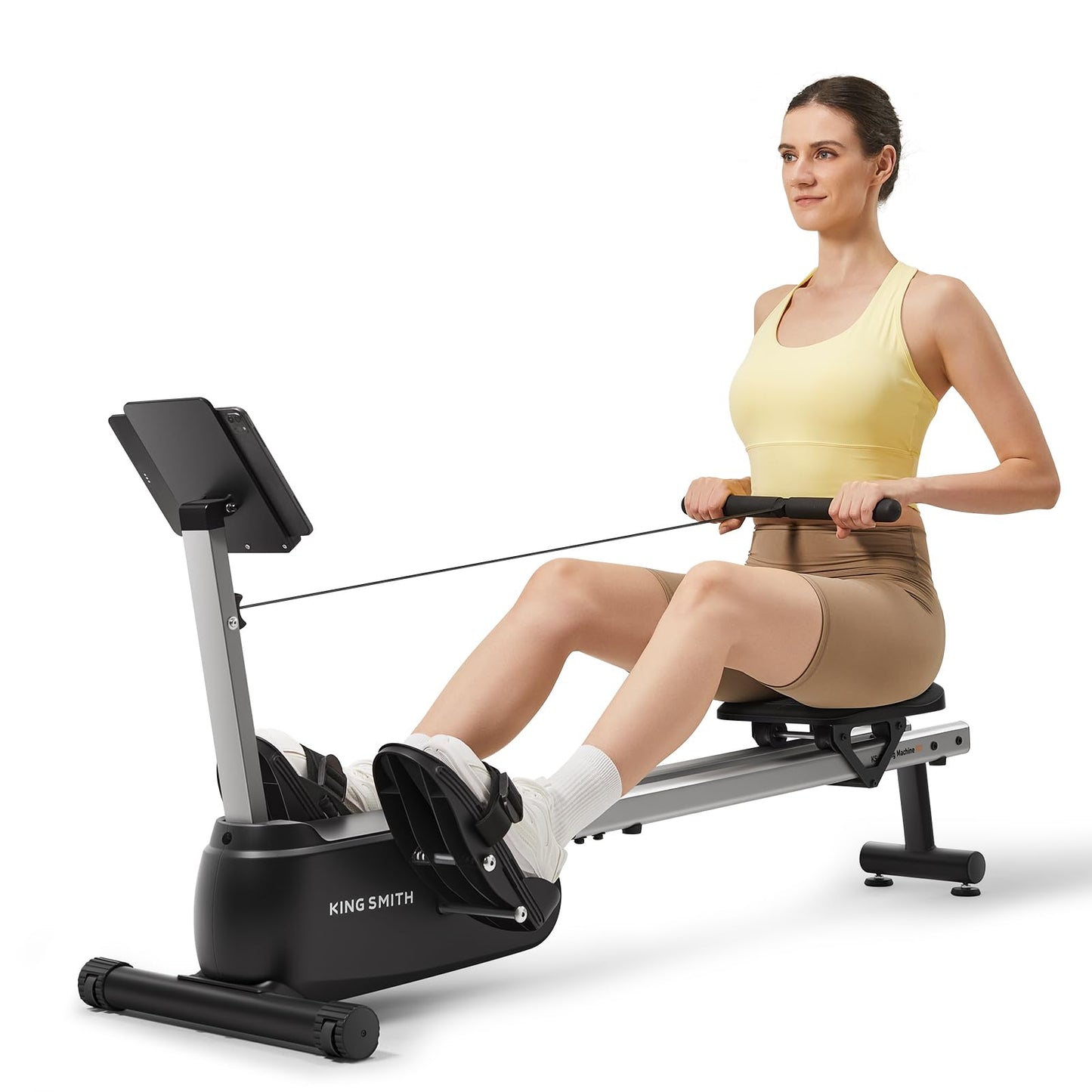 KINGSMITH Magnetic Rowing Machines for Home, 350LBS Capacity, APP Supported, Row Machine with 24-Level Quiet Resistance, LED Display, Compact Rowing Machine Foldable, Plug-in Version
