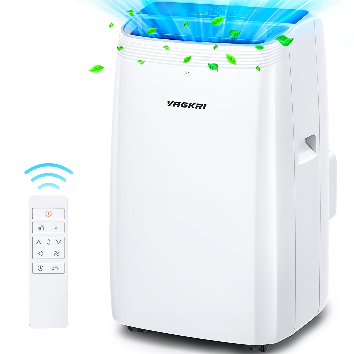 VAGKRI Portable Air Conditioners 14000 BTU ASHRAE (10200 BTU DOE/SACC), 3-in-1 AC Unit with Fan & Dehumidifier Cools up to 700 sq. ft, Smart/Sleep Mode 3 Fan Speeds Auto Swing 24H Timer Remote Control