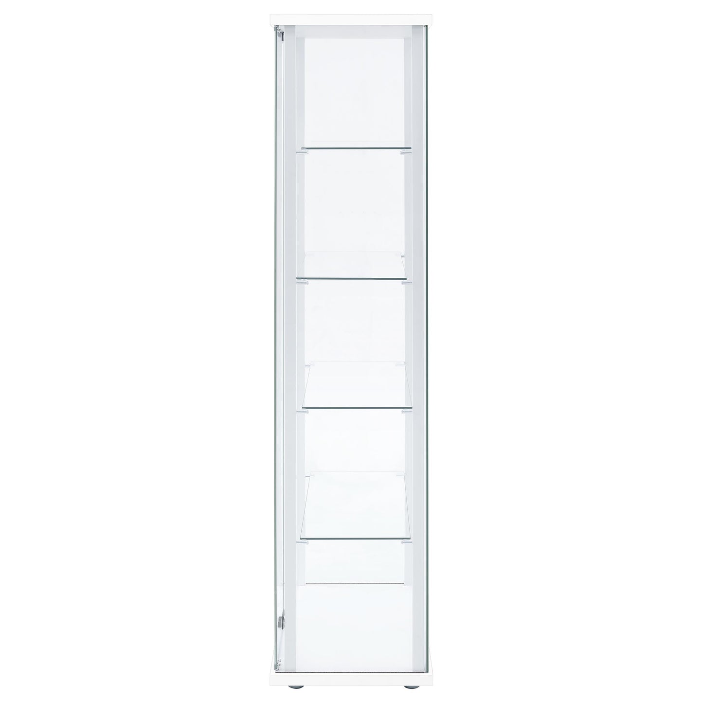 Coaster Home Furnishings - Delphinium - Glass - 4-Shelf Curio Cabinet with Wood Top and Base, Two Doors, and Chrome Hardware - Living Room - 64-Inch - White - 950170WHT