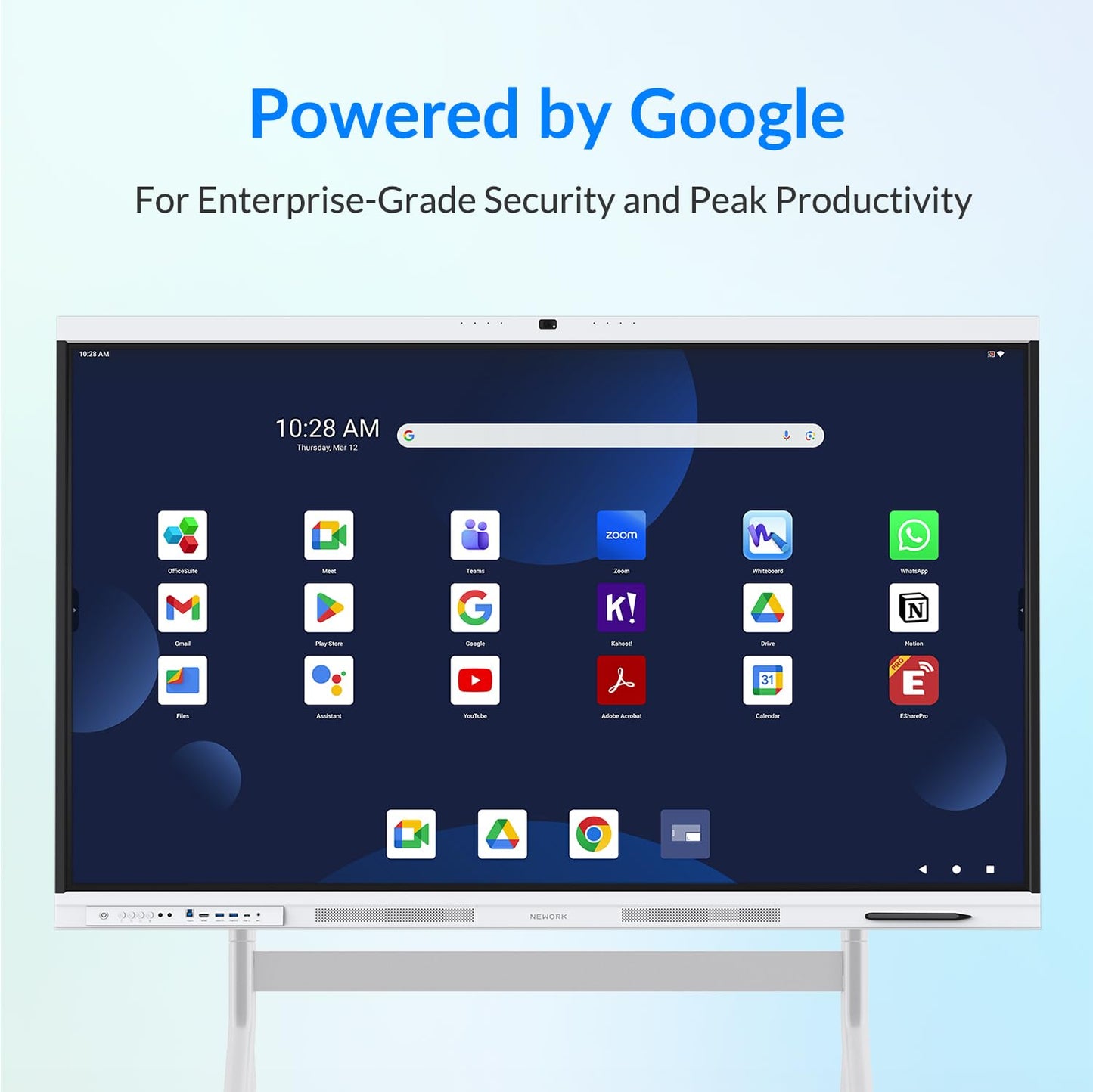 NEWORK Smart Board, 65" All-in-One Interactive Whiteboard, Google EDLA Certified, 48MP CMOS Sensor 4K UHD Camera, 8 AI Noise-Canceling Mics, for Professional Business Meetings and Classroom