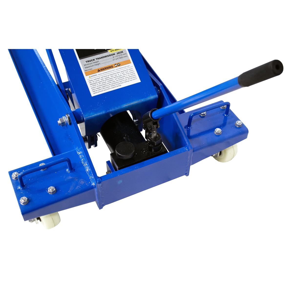 K Tool International XD63517 2 Ton Transmission Jack for Garages, Repair Shops and DIY, 4,000 lbs., 37.4" Height, Saddle Tilt +/-25 Degrees, Built-in by-Pass System, 16.14" x 20.87" Head, Blue