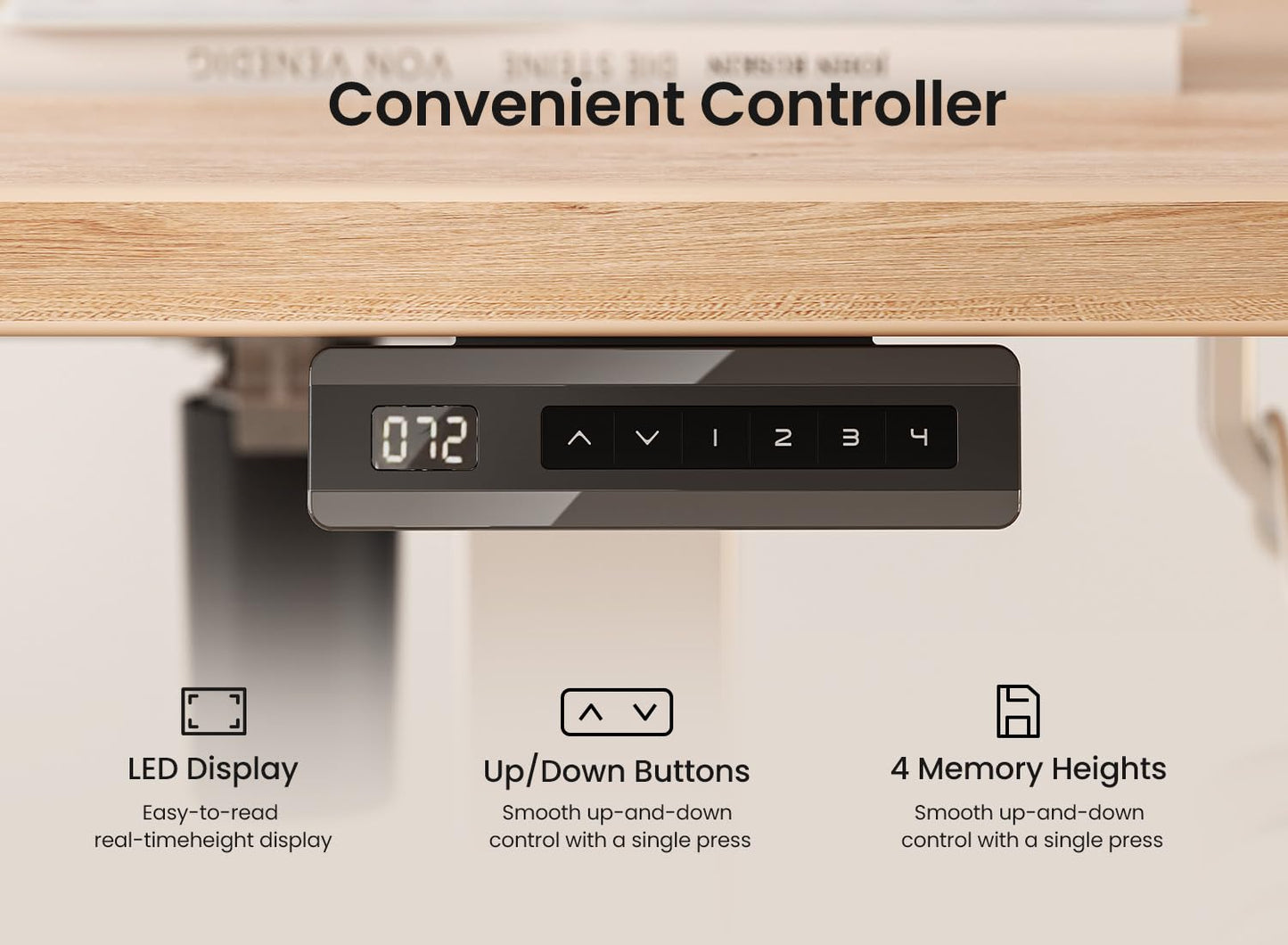 BANTI 63 × 28 Inches Standing Desk, Ergonomic, Electric Height Adjustable, Sit and Stand Up, Computer Desk with a Deeper Desktop, White Frame/Maple Top
