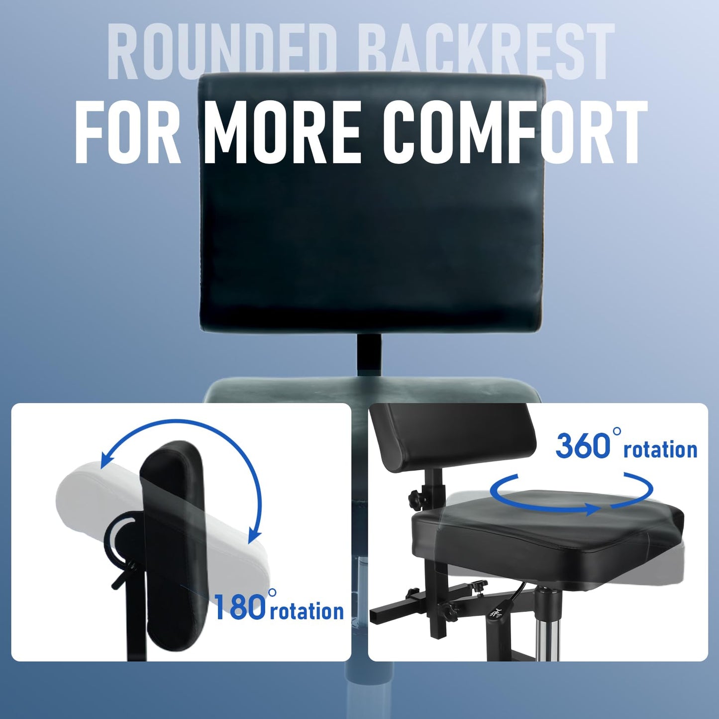 ZG Fourth Gen Hydraulic Tattoo Chair w/Level 3 Explosion-Proof Lift, 360° Rotating Memory Foam Cushion & Adjustable Backrest for Artists and Clients