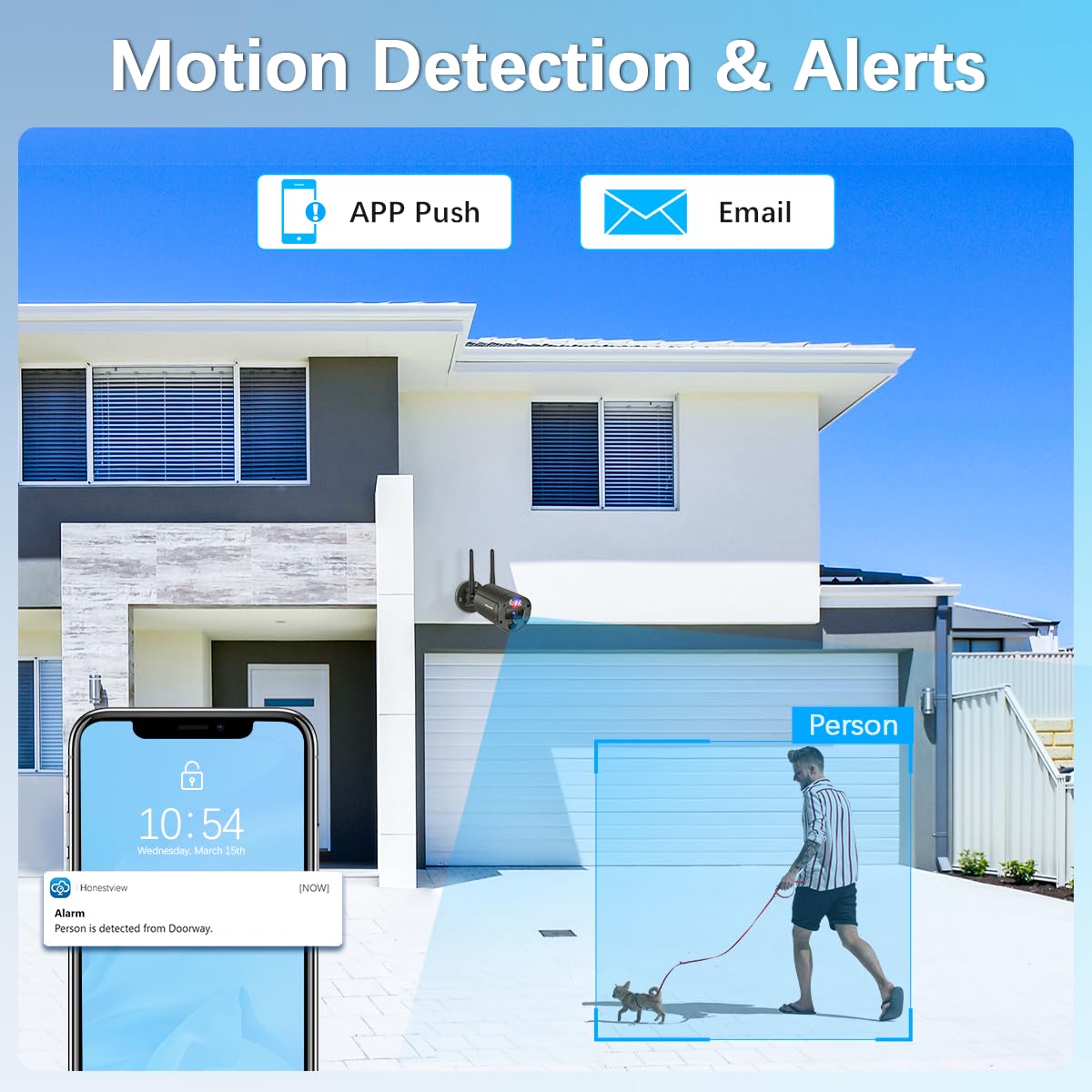 【130° Wide Angle & 2-Way Audio】 Outdoor Wireless Security Camera System, Wireless Cameras for Home Security, WiFi Video Surveillance Systems DVR Kits