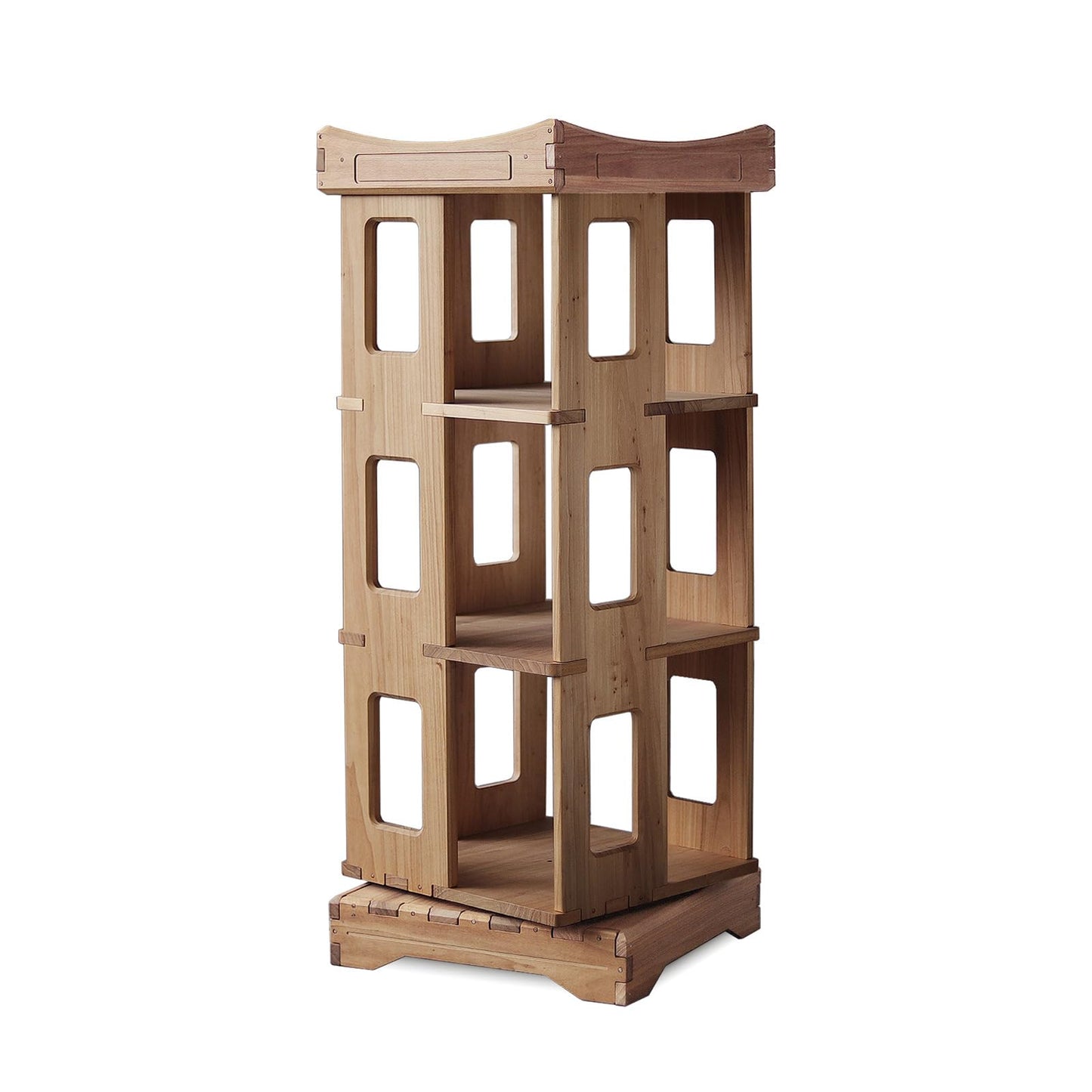 unununu Wooden Rotating Bookshelf, Larger Solid Wood Revolving Bookcase,360°Spinning Book Shelf Tower,Floor Standing Storage Rack,Corner Organizer for Small Space,Study,Office,17"x17"x44"(3-Tier)