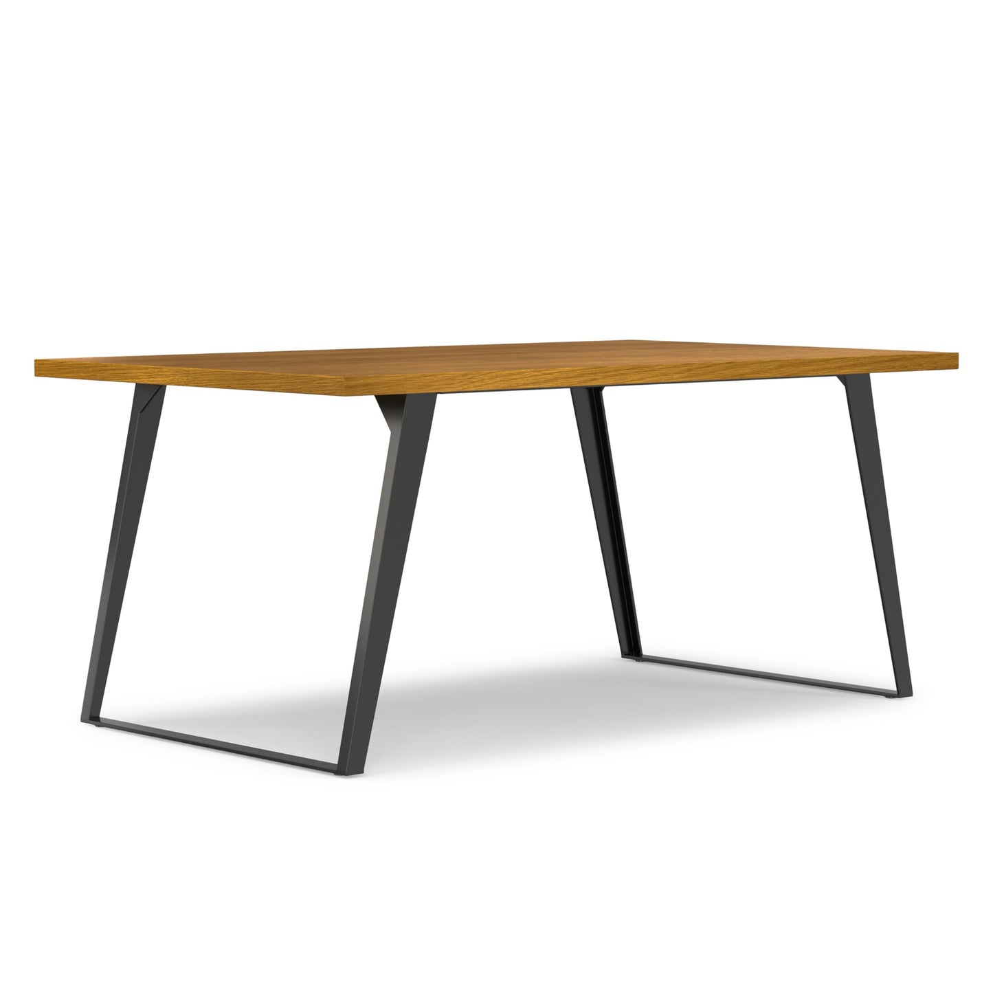 SIMPLIHOME Lowry Dining Table - 66 inch Wide Solid Wood Oak Veneer Table, Modern Industrial Style for Dining Room or Kitchen with Angled Graphite Grey Powder-Coated Iron Legs and Thick Top, Seats 6
