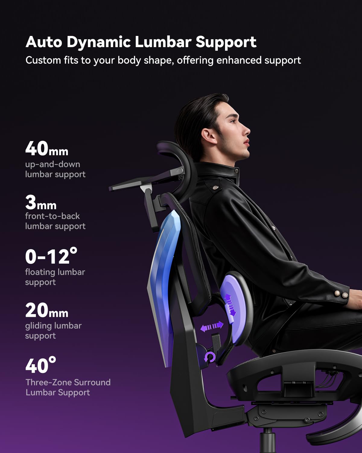 Autofull G7 Gaming Chair - 3-Zone Lumbar, 22-Point Adjustment, Breathable Mesh, Custom Backplate, 720° Armrests, BIFMA Certified Ergonomic, 140° Recline, IGR Certified, Niko Endorsed - Gift for Gamers