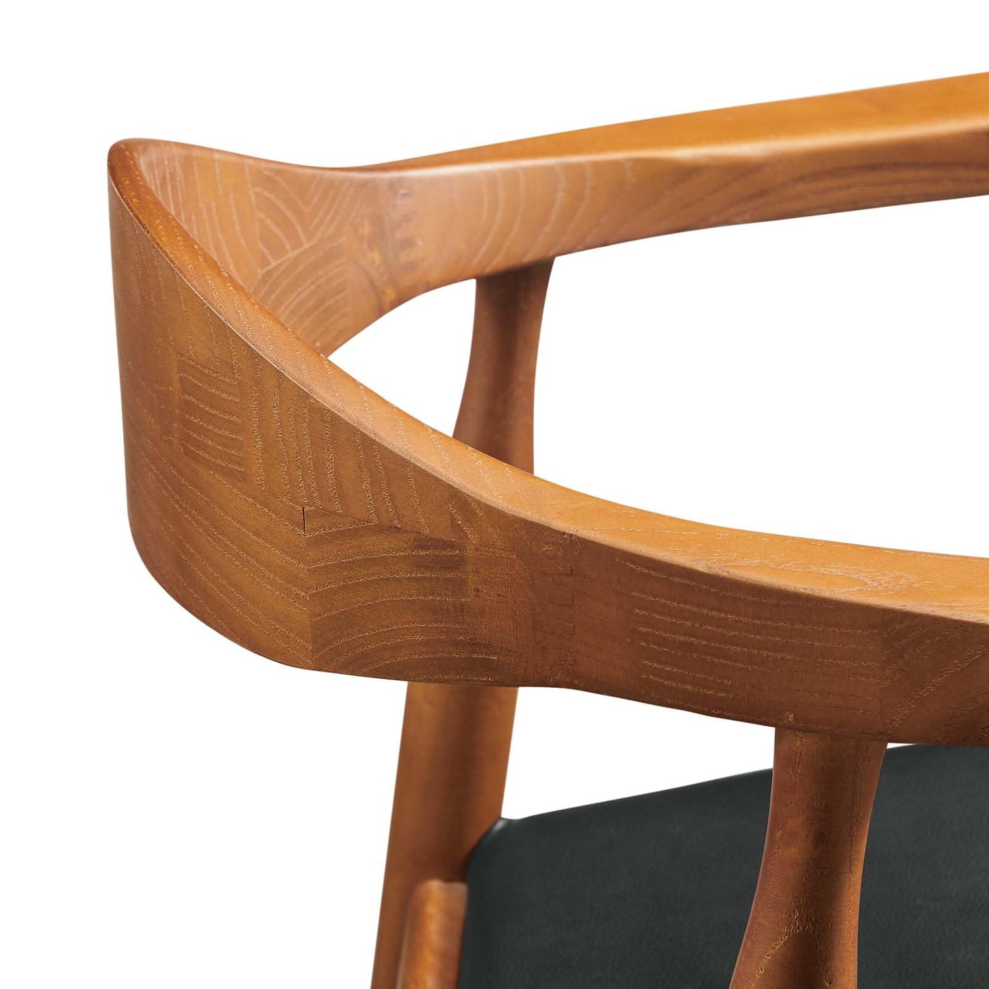 Modway Presidential Mid-Century Modern Faux Leather Upholstered Dining Armchair in Black