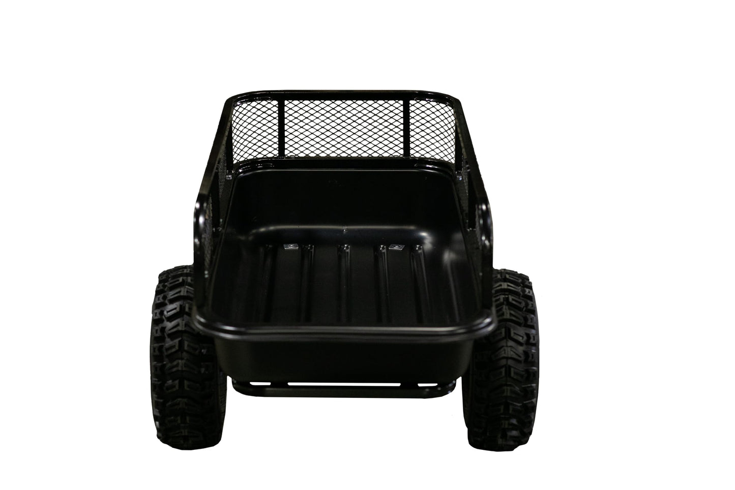 IMPACT IMPLEMENTS® 1500lb Poly Tub Agricultural Trailer from USA Outdoors Company. Includes Optional 2" Coupler, 18" x 8" Tires, and Pivoting Feature.