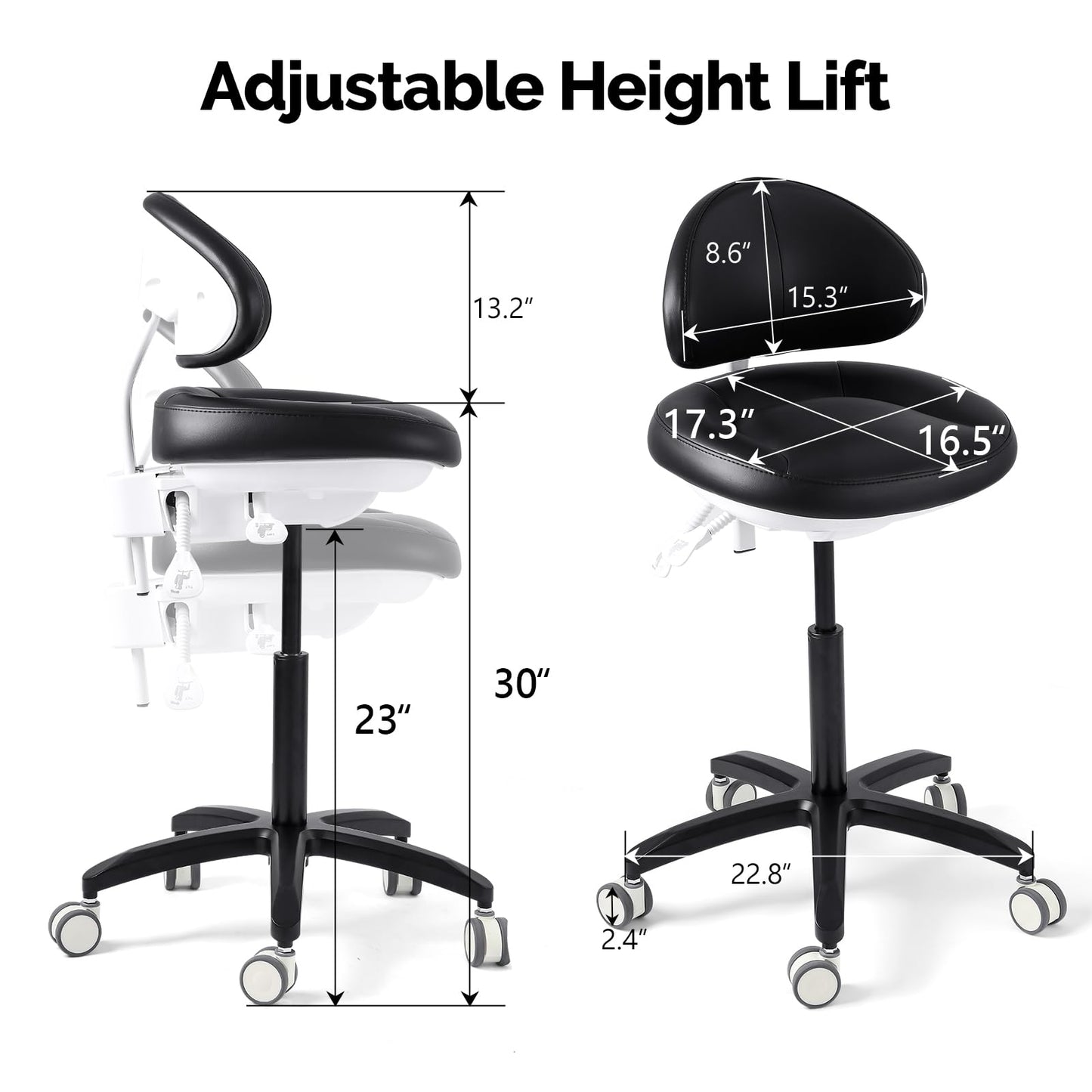 JMU Dental Chair with Back Rest for Medical Clinic Lab, Black