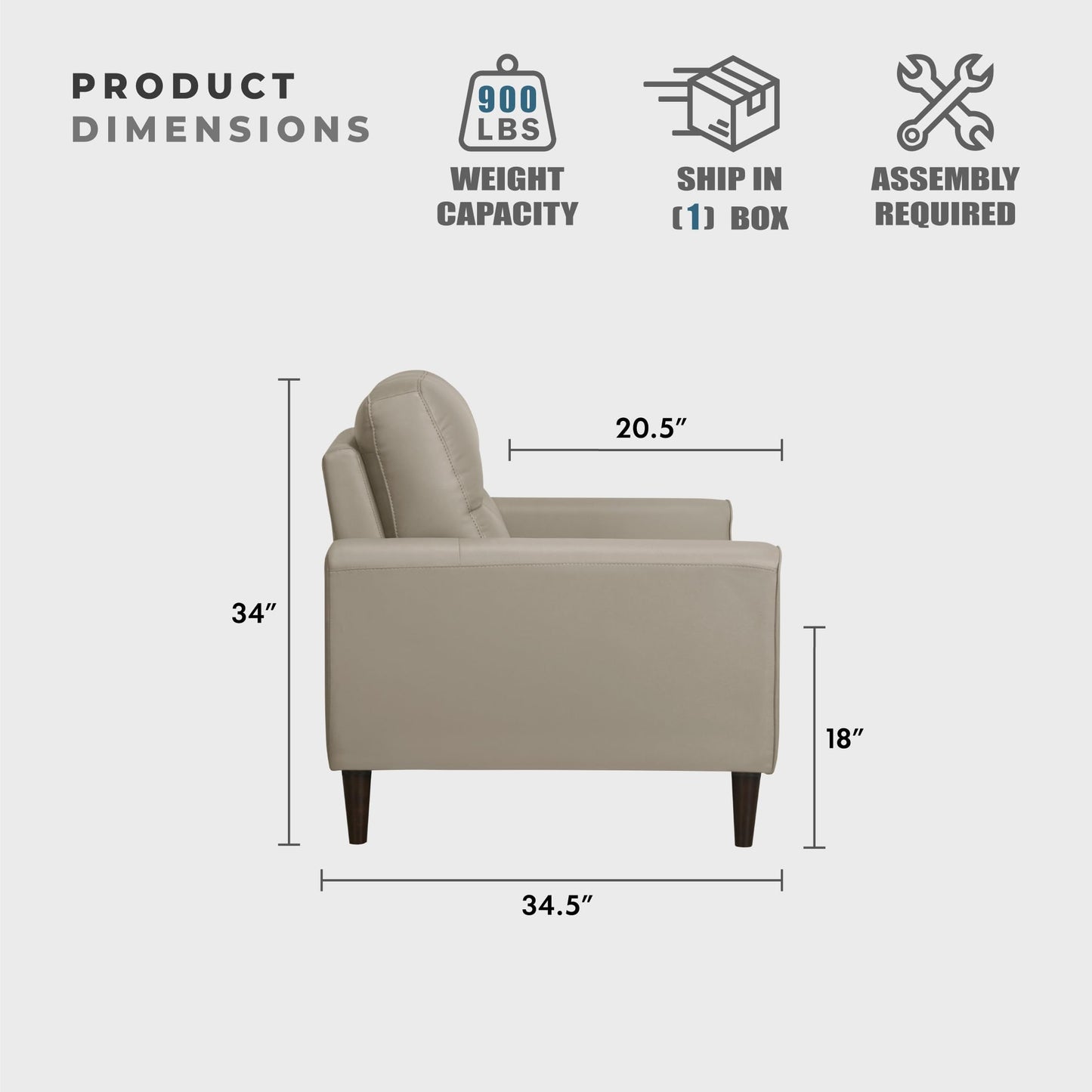 Lexicon Leather Match Couch Sofa, Modern Oversized Sofa, Solid Wood Legs, Top Grain Leather 3 Seater Couch for Living Room, Bedroom, Office, Apartment, Waiting Room, Latte