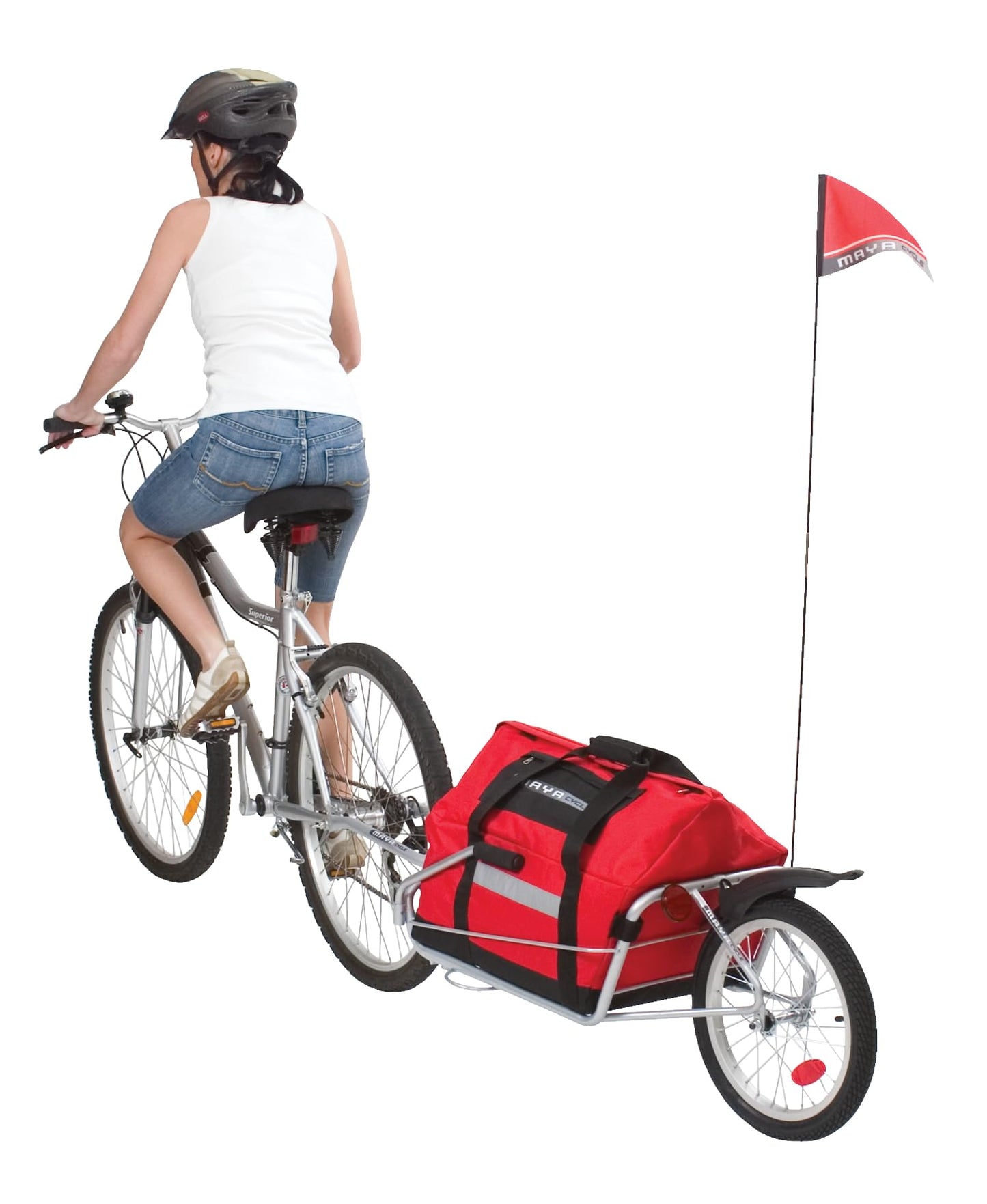 Maya Cycle One-Wheel Bicycle Cargo Trailer with Kickstand – Converts to Wheelbarrow, Includes Bag, Fits 18" to 700c Bikes