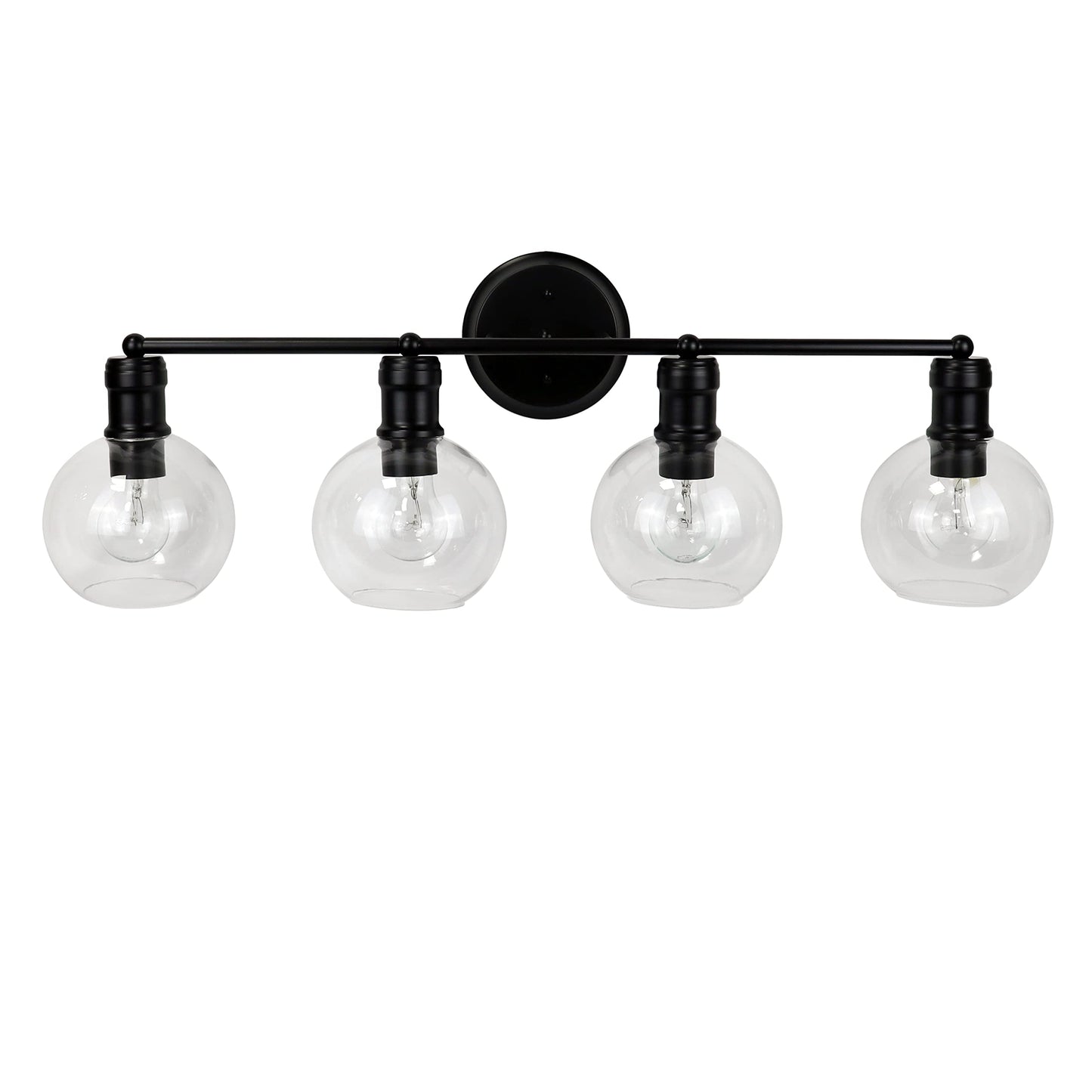 Chloe Lighting OXA 4-Light Vanity Bath Light, 30in Wide, Black, Glass, Model CH6S001BK30-BL4