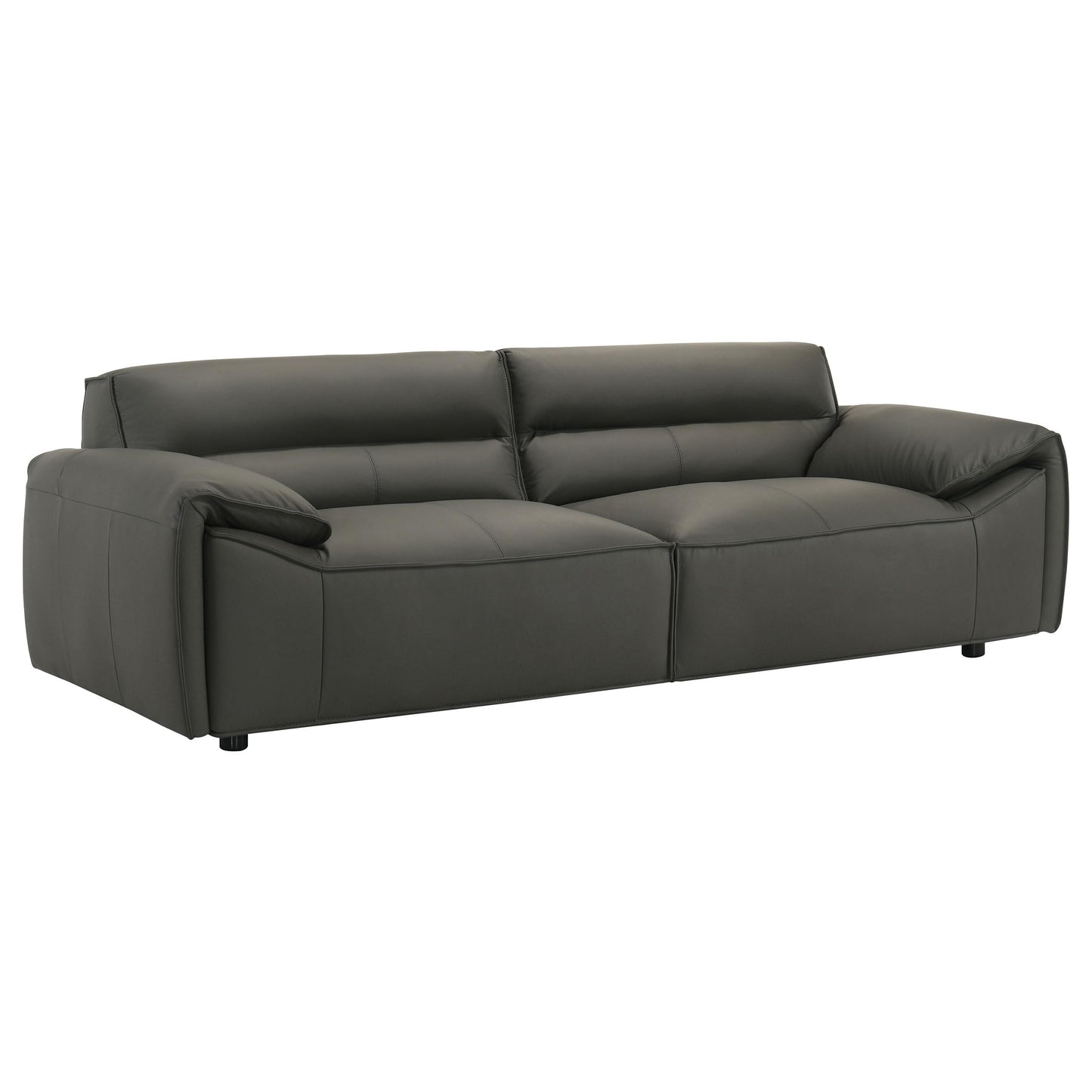 Coaster Home Furnishings - Buxton - Top Grain Leather - Upholstered Leather Sofa with Track Arms, Tight Back, Low-Profile Frame and Full Foam Seating - Living Room - Graphite - 509504
