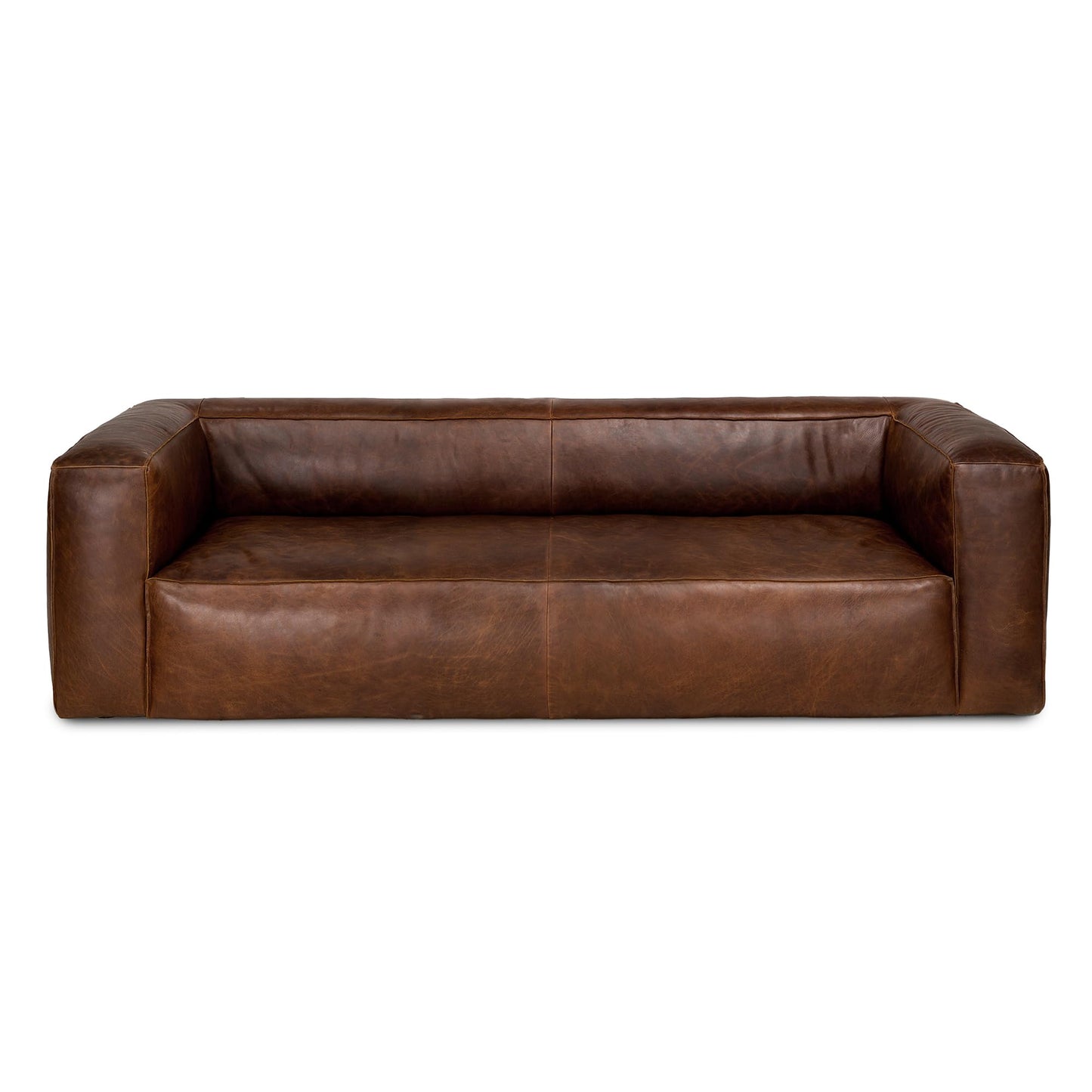 Valencia Graz Leather Wide Sofa 92" | Premium Full Semi-Aniline Leather | Modern Wide Couch with Unique Variations, Legless Design for Living Room, Chocolate
