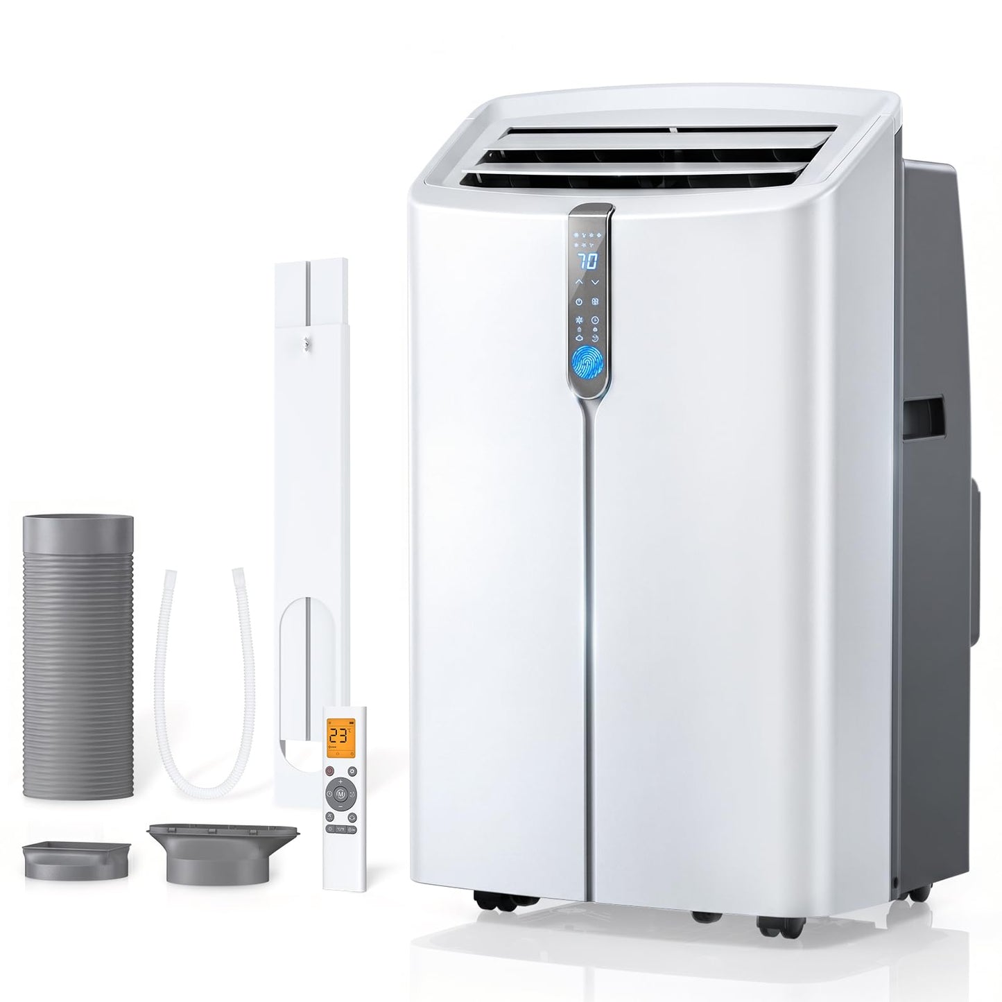 12000 BTU Smart Portable Air Conditioners, AC Unit Cools up to 600 sq. ft, Cooling, Dehumidifier & Fan, Auto Evaporation, Touchscreen, Silent Sleep Mode Portable AC with Remote & Ventilation Kit