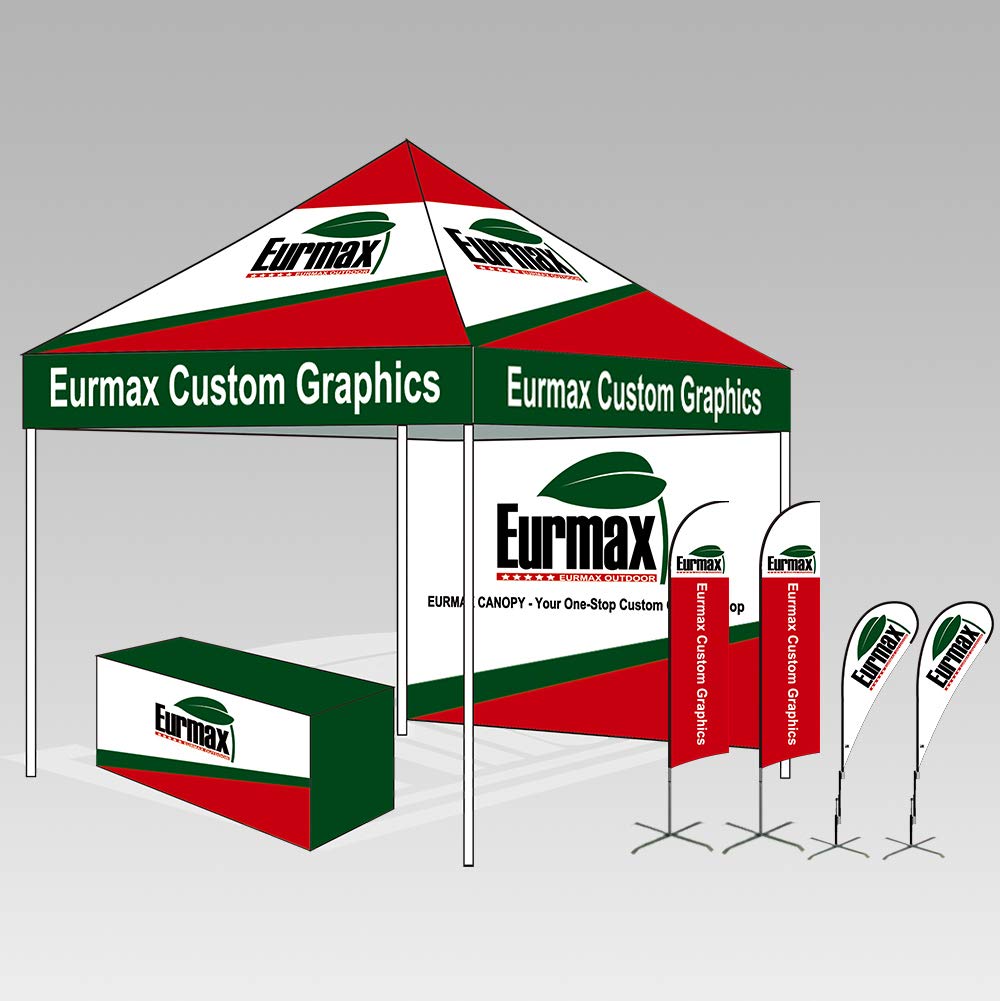 Eurmax USA 10x10 Pop Up Canopy,Commercial Tent with Patented No-Tip Rolling Bag,30sqft Extension Awning & 4 Zippered Removable Walls,UV & Water Resistant,Heavy Duty Instant Shelter Gazebo,Grey