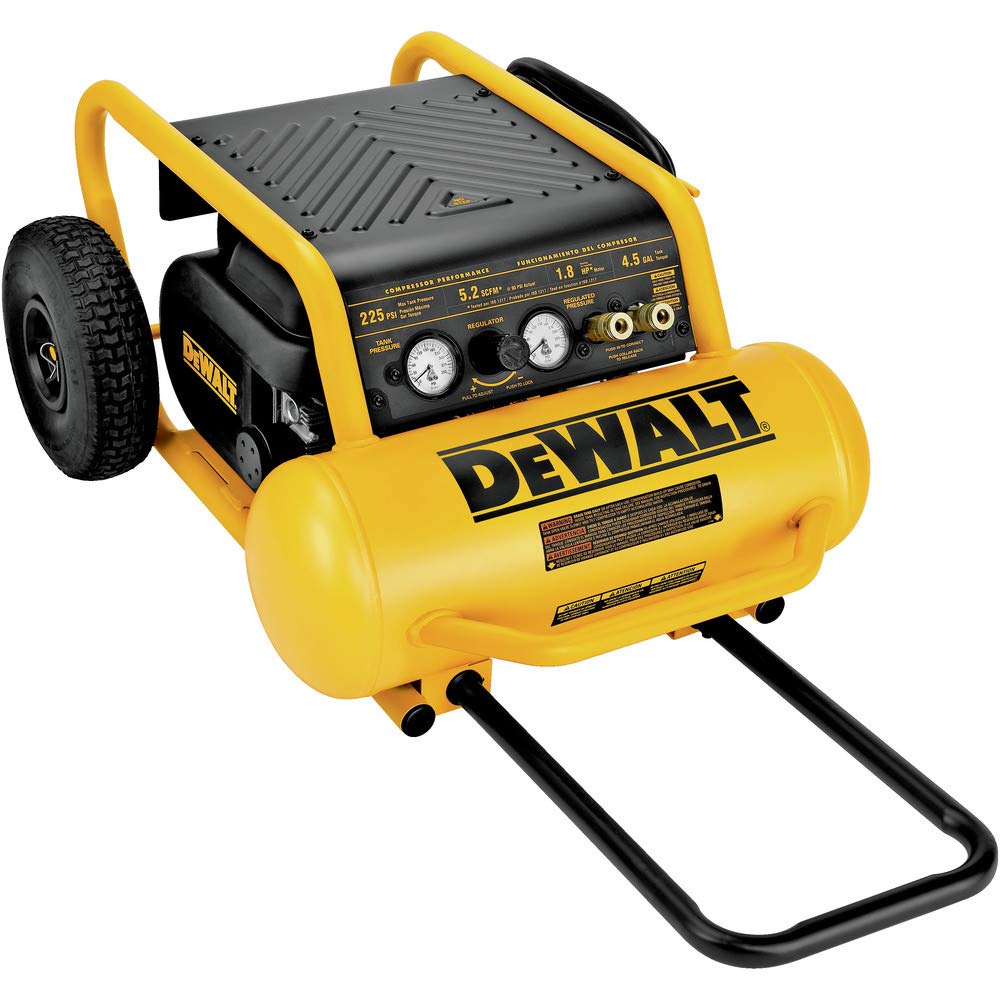 DEWALT Air Compressor, 225-PSI Max, Hand Carry with Wheels, 4-1/2 Gallon (D55146)