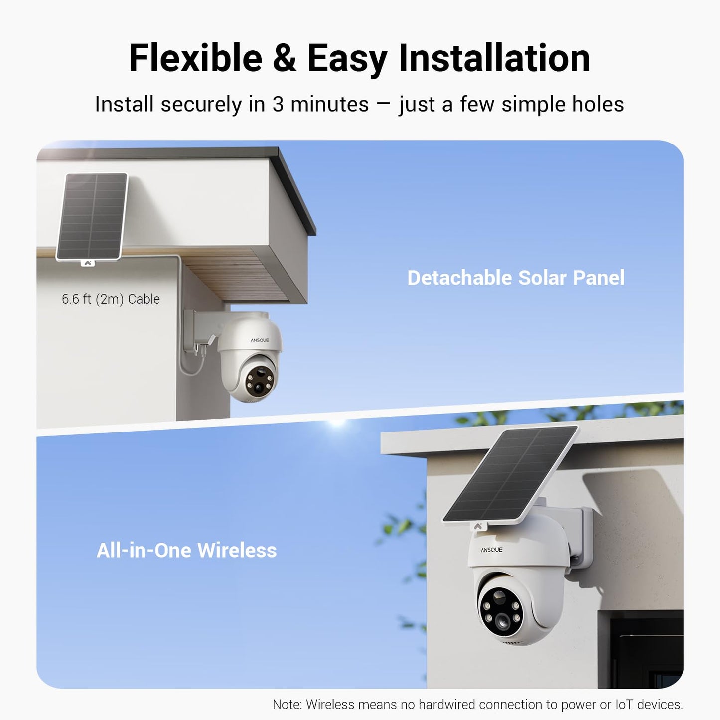 ANSQUE Security Cameras Wireless Outdoor Home System, 4 Camera Kit, No Subscription Fees, Solar Powered, Local Storage, 365-Day Battery Life, 360°PTZ Surveillance, Auto Tracking, 2K Color Night Vision