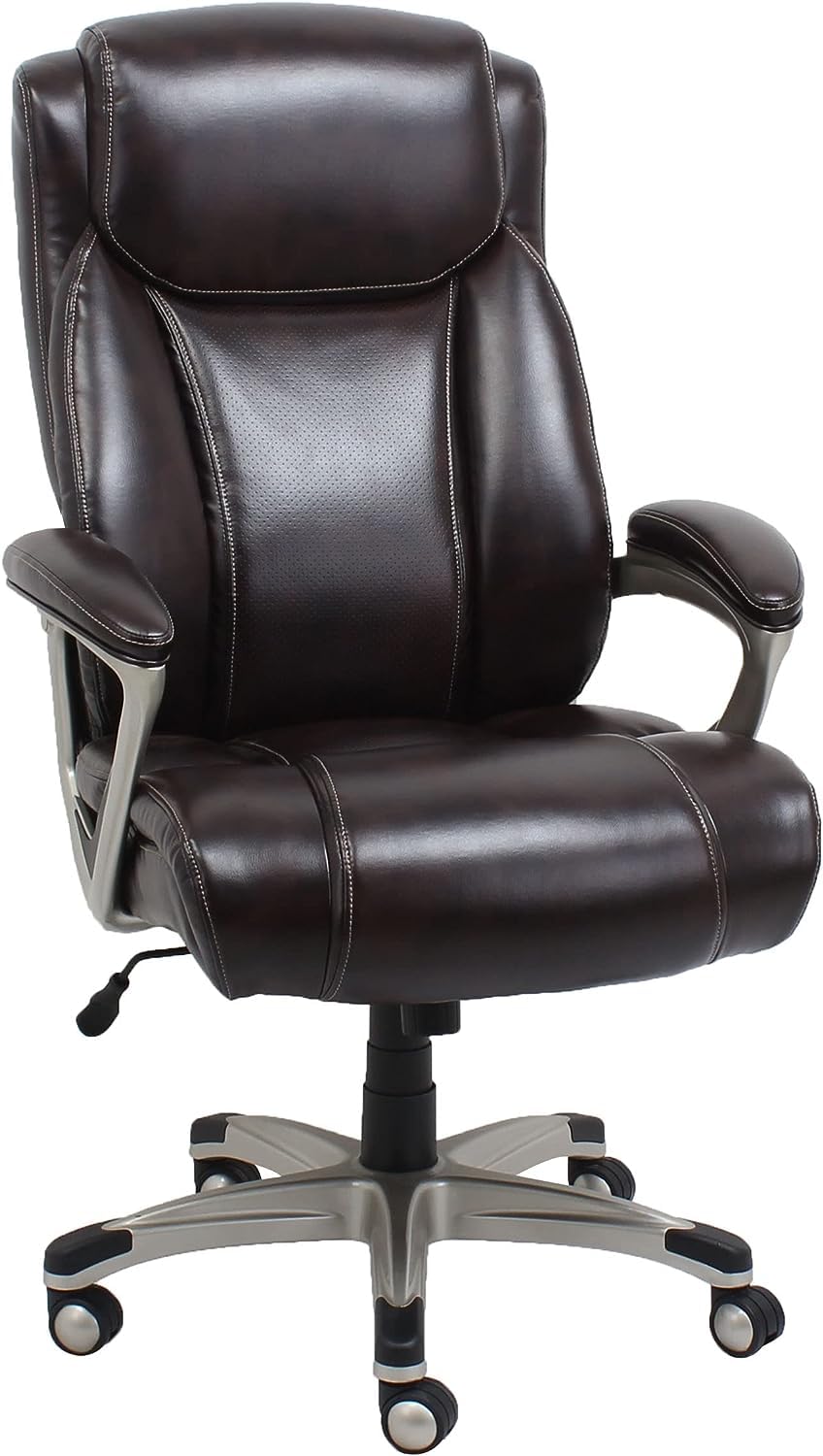 Amazon Basics Big & Tall Executive Office Chair with Lumbar Support, Adjustable Height, 350-Pound Capacity, 28.5"D x 30.25"W x 47.9"H, Black Pewter Finish