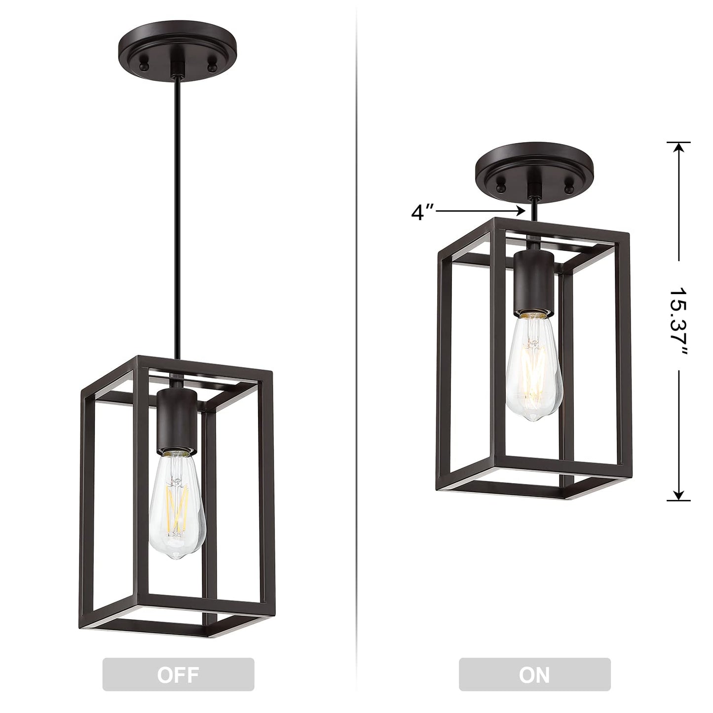 Dolaimy House 3 Pack Rustic Farmhouse Pendant Light, Metal Cage, Oil-Rubbed Bronze Finish, Model 3142CD102