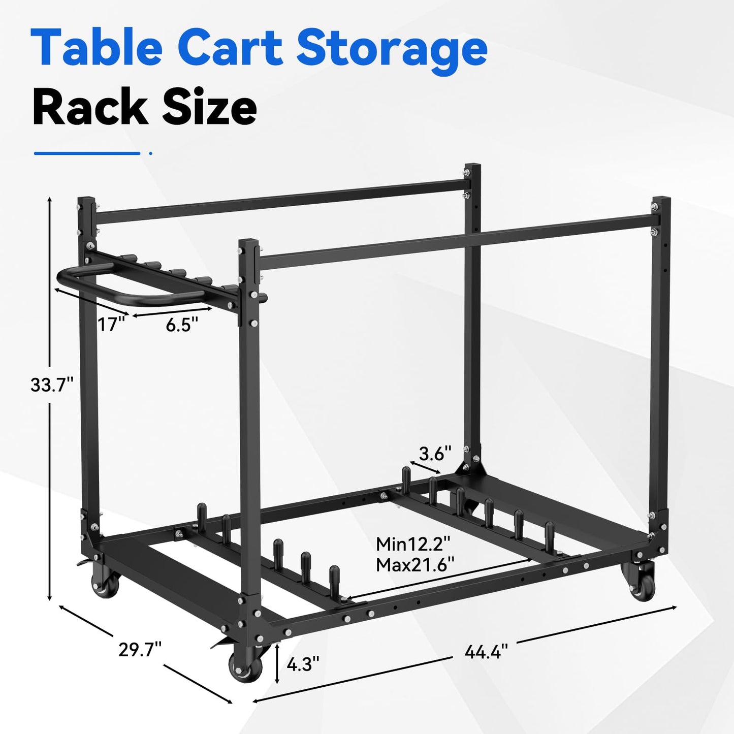 Folding Table Cart with Wheels, Heavy Duty Table Dolly for Round & Rectangular Tables, Mobile Table Cart with Handrails for Party Events, Factory, Hotel 44.4" L x 29.7" Wx 33.7" H