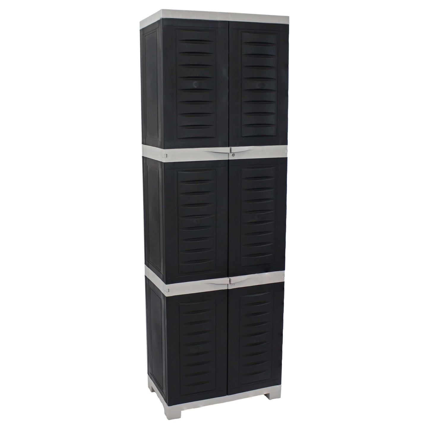 Sunnydaze 72" H Resin Garage Storage Cabinet - Garage Cabinet with Lockable Doors and Adjustable Shelves - Freestanding Utility Storage for Laundry Room, Office, Basement - Charcoal/Gray Trim