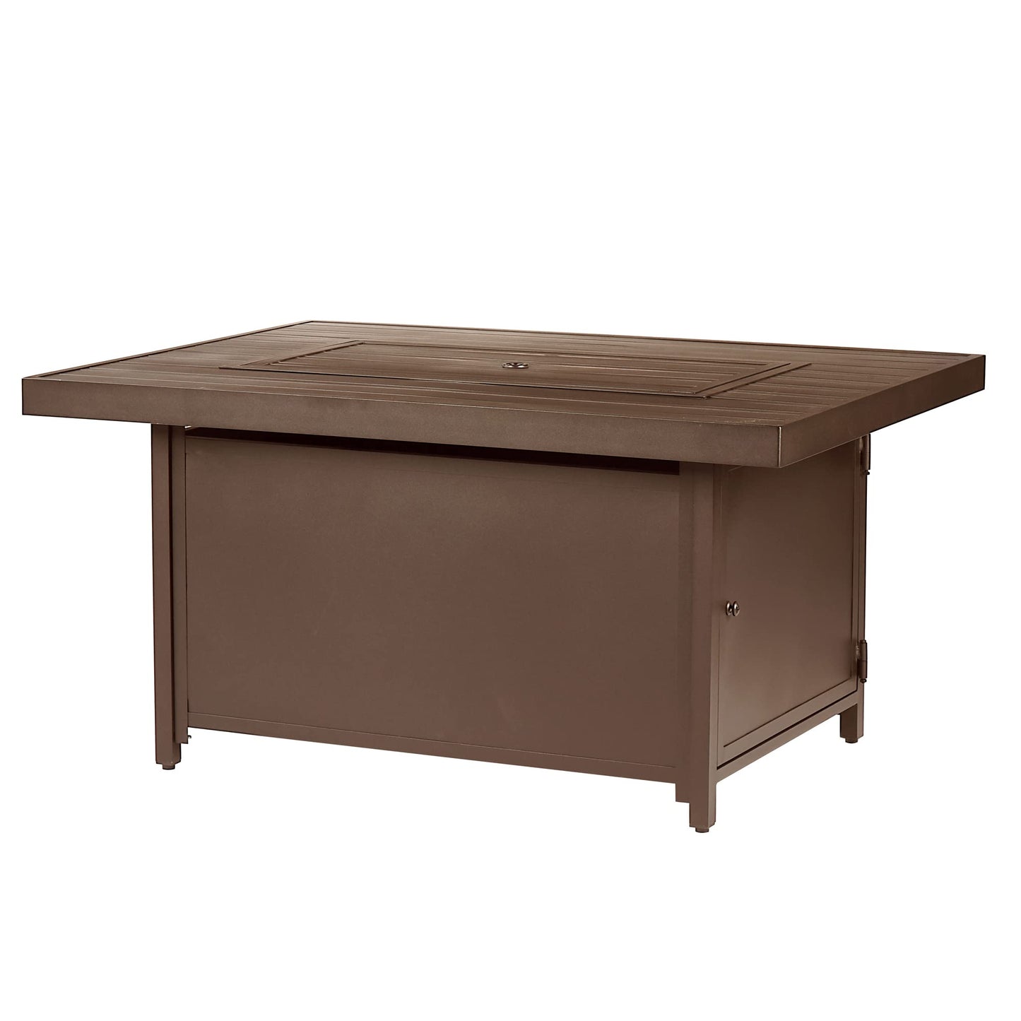 Oakland Living Rectangular 48 in. x 36 in. Aluminum Propane Fire Pit Table, Glass Beads, Two Covers, Lid, 57,000 BTUs in Brown Finish