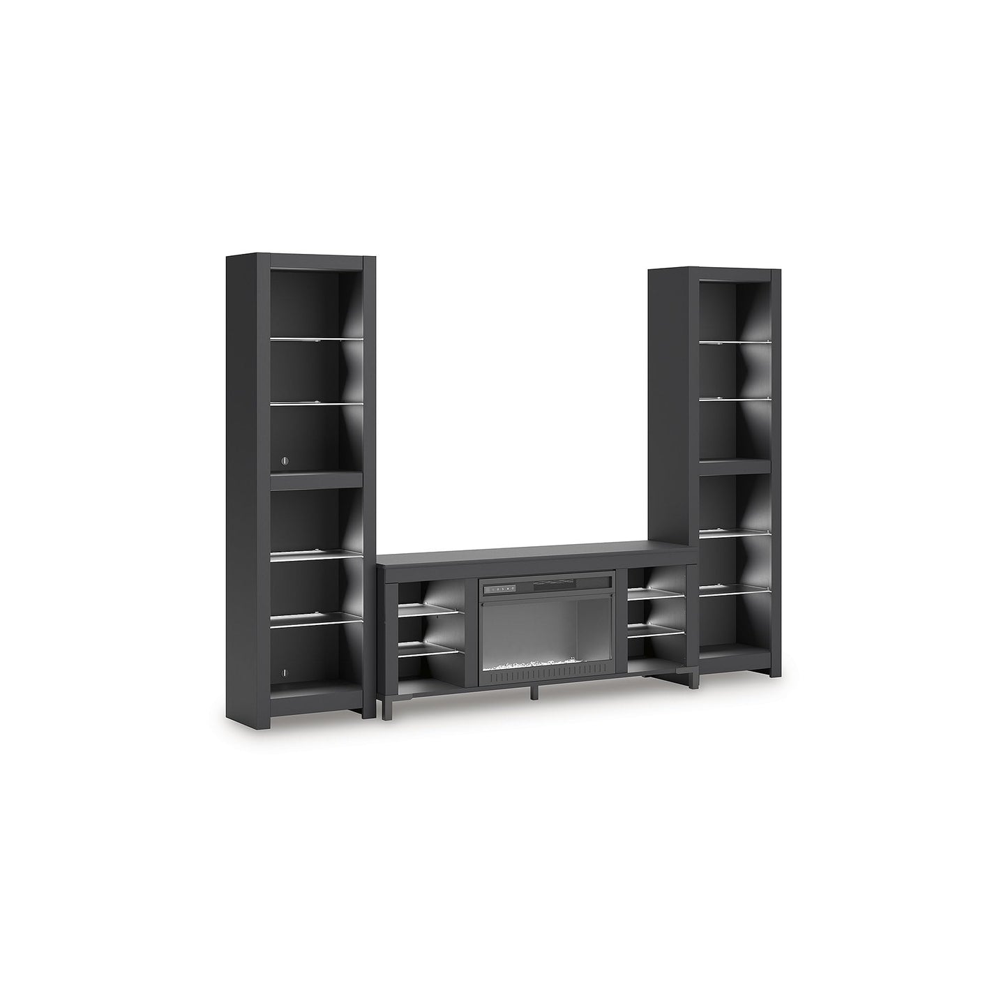 Signature Design by Ashley Cayberry Modern 3-Piece Entertainment Center with Electric Fireplace for TVs up to 68", Black