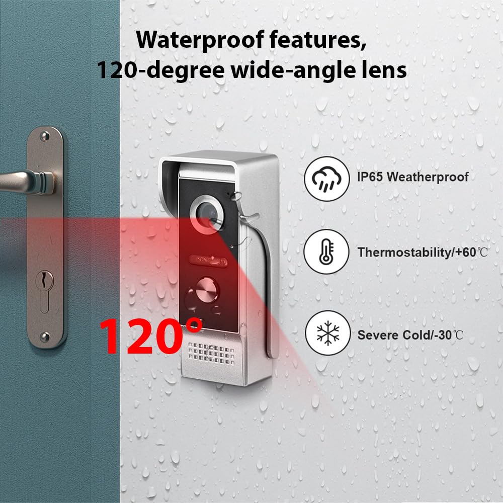 Swokely WiFi Video Intercom System, Video Doorbell Camera with Monitor Wireless,1080P IR & Night Vision Camera, 10 Inch Touch Screen Support TY APP, 2-Way Audio, Electronic Photo Frame, Waterproof